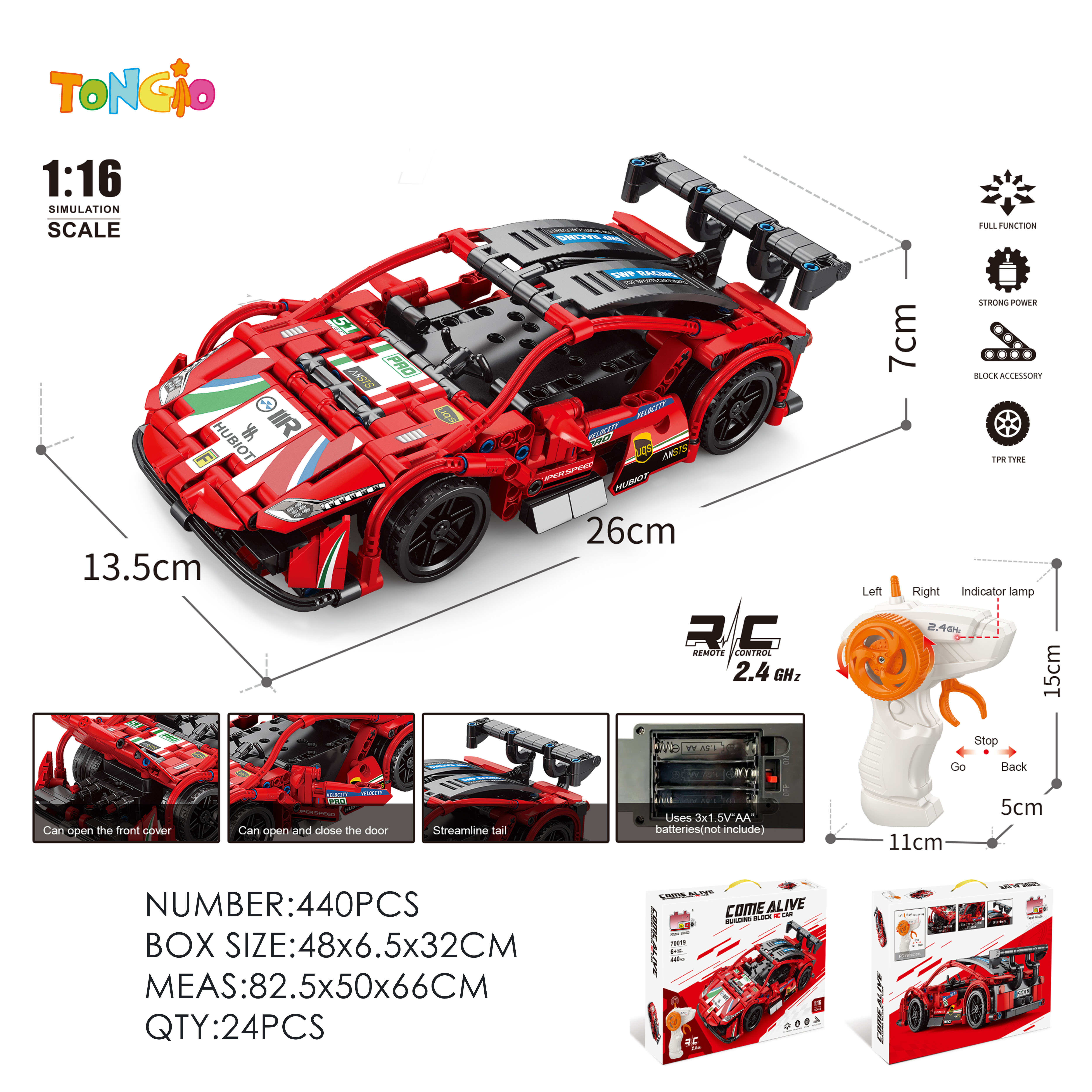 1:16 Building Block Remote Control Car - Ferrari TT14942