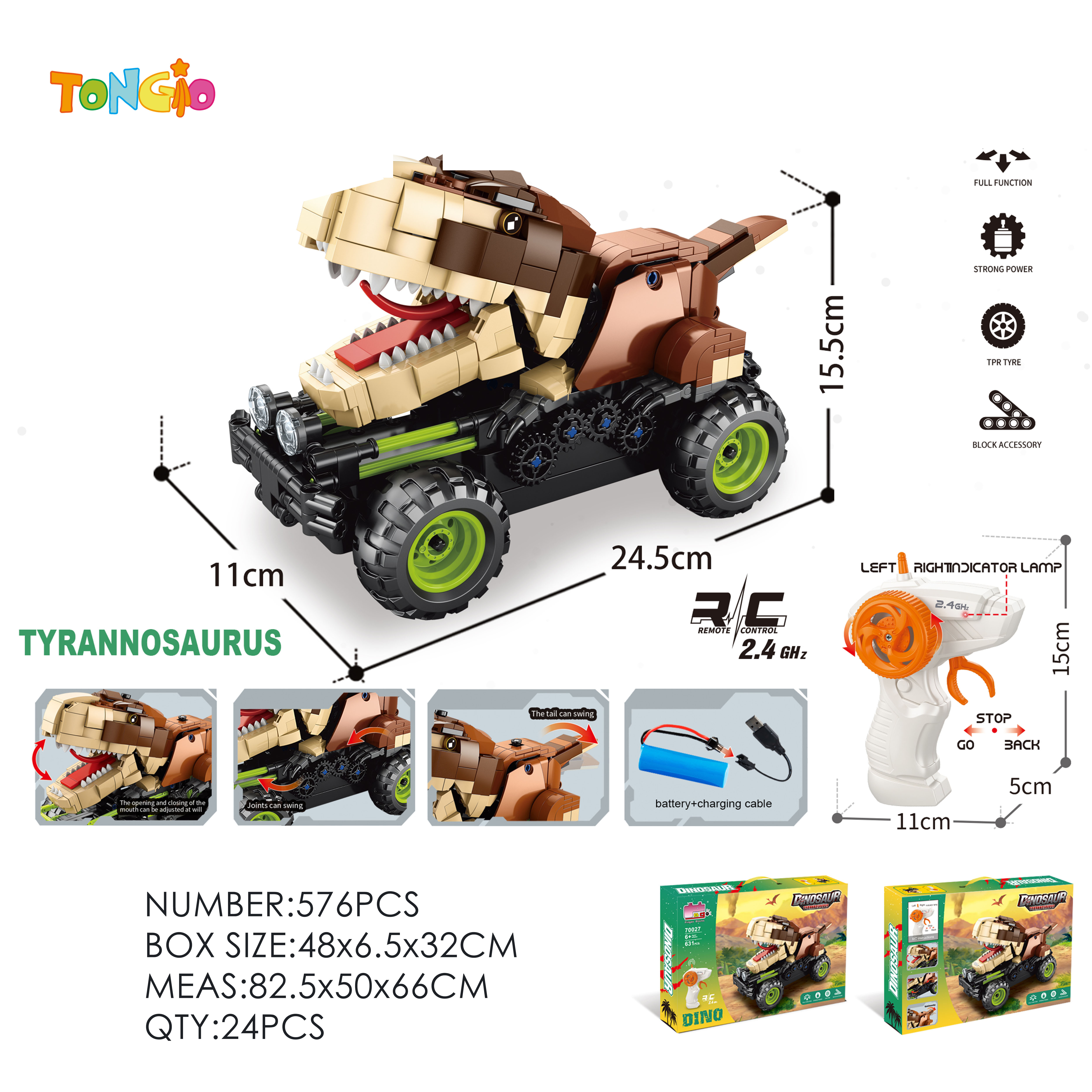 Building Block Dinosaur Remote Control Car - Tyrannosaurus Rex TT14944