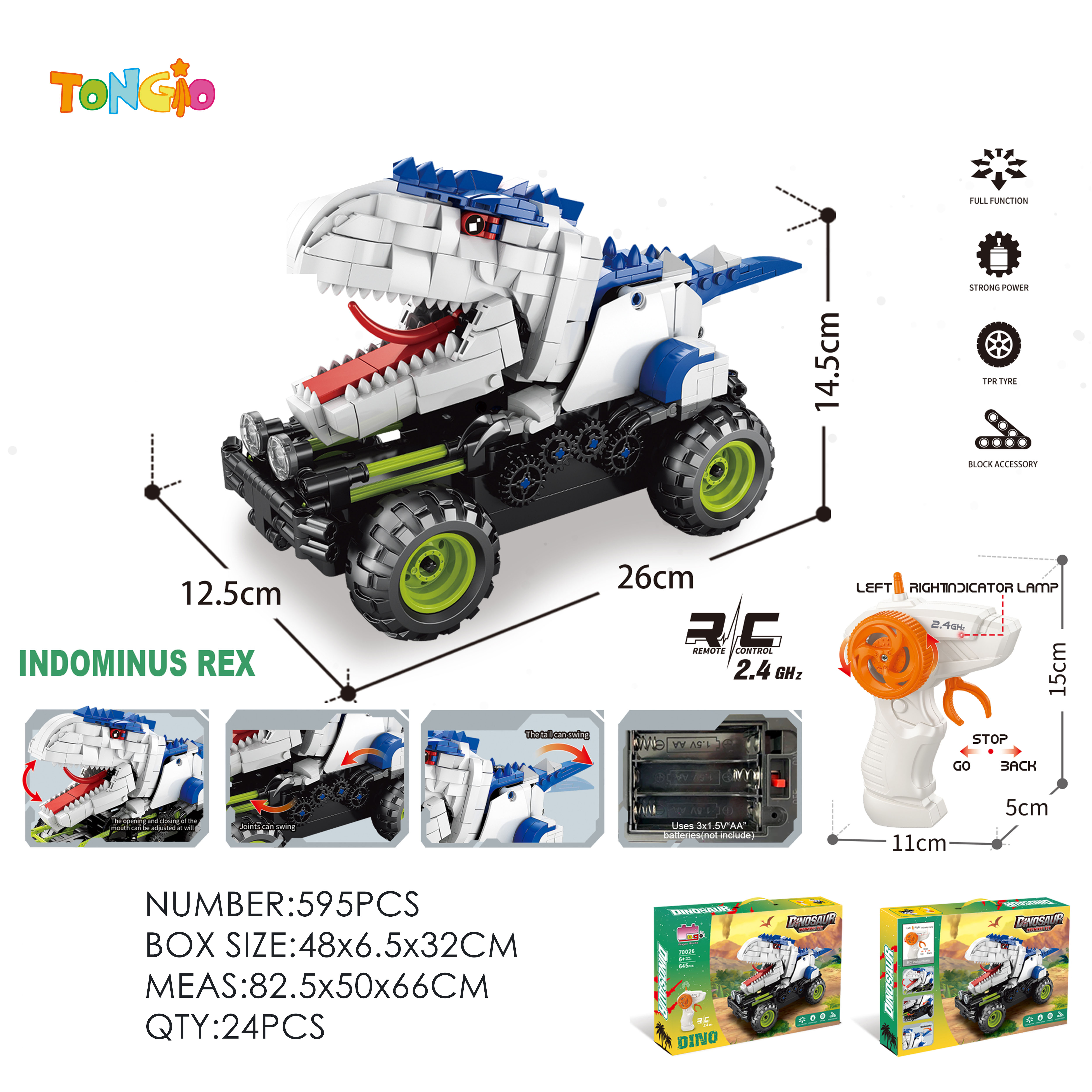 Building Block Dinosaur Remote Control Car - Tyrannosaurus Rex TT14945