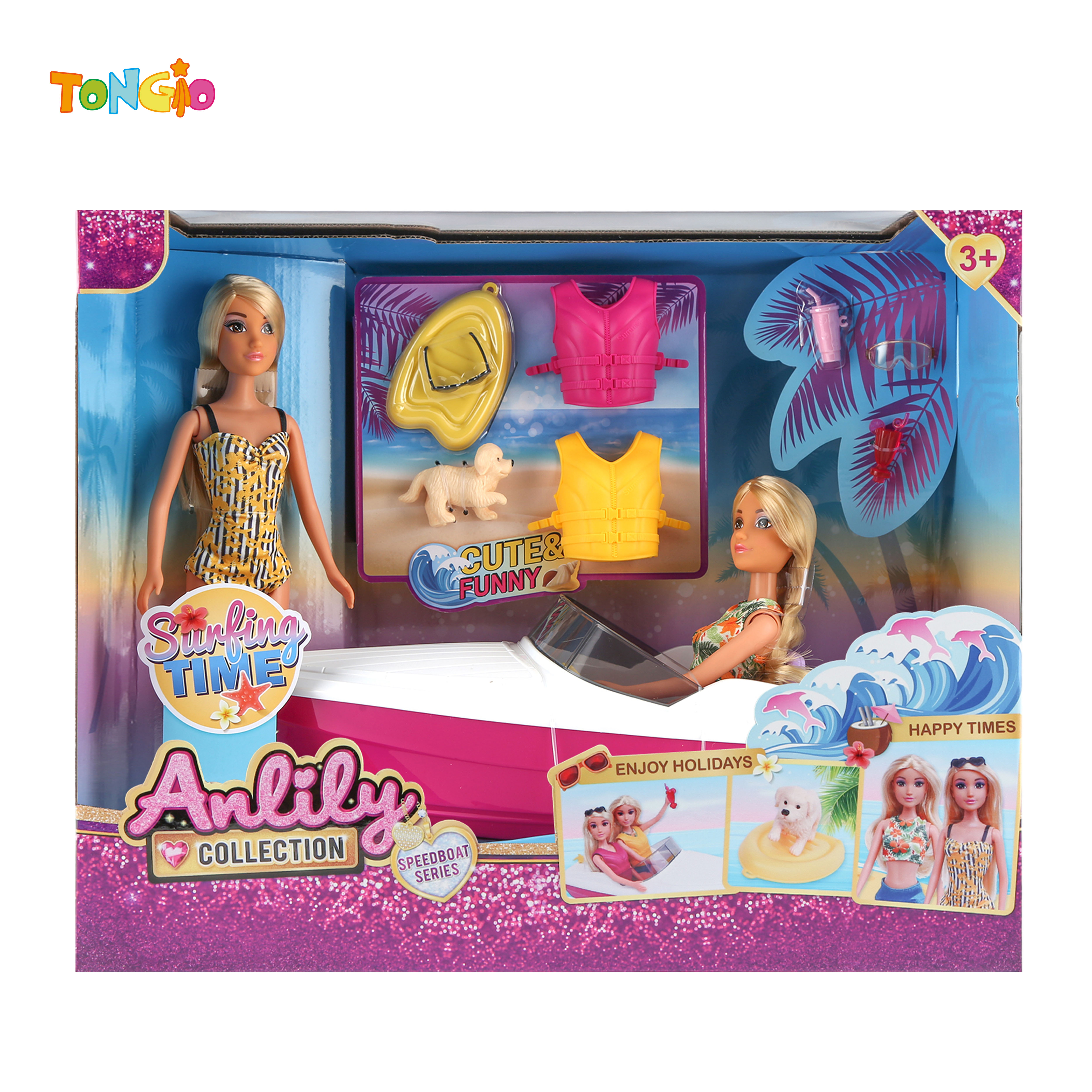 11.5 Inch Solid Body Doll With Speedboat (brown skin) TT15095