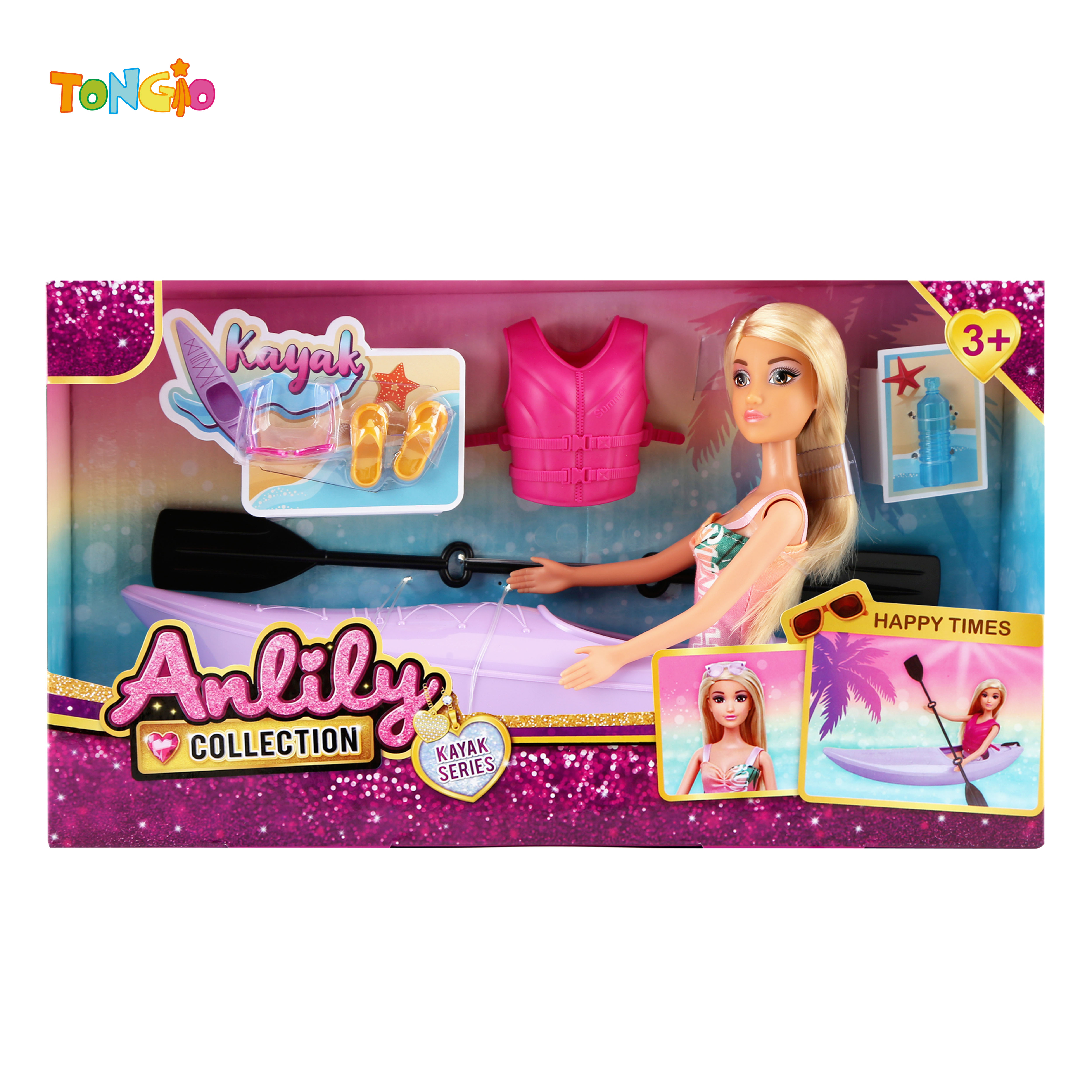 11.5 Inch Solid Body Doll With Boat(brown skin) TT15105