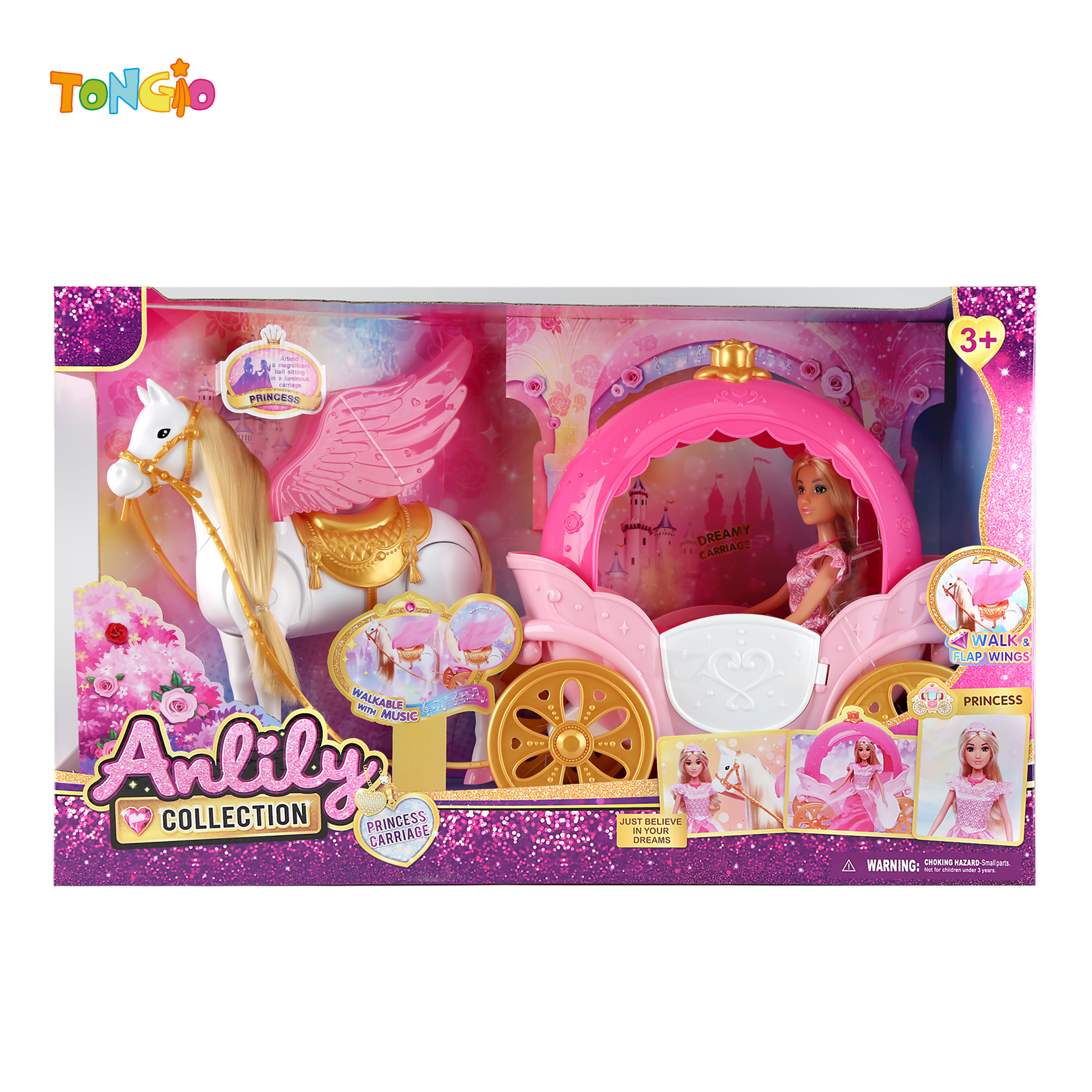 11.5 Inch Solid Body Doll With Carriage(brown skin) TT15565