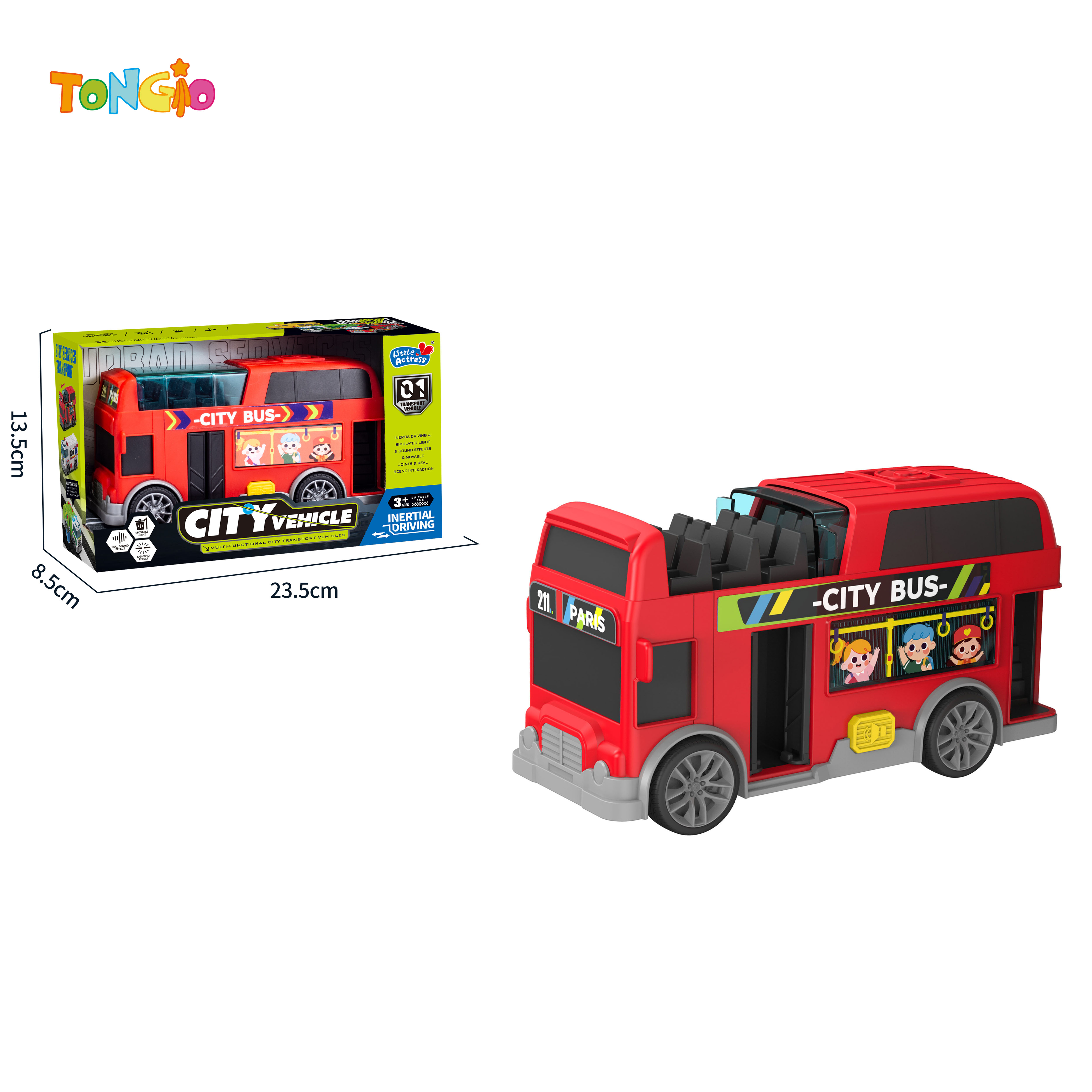 Tour Bus Inertia Car with Light & Sound TT17824