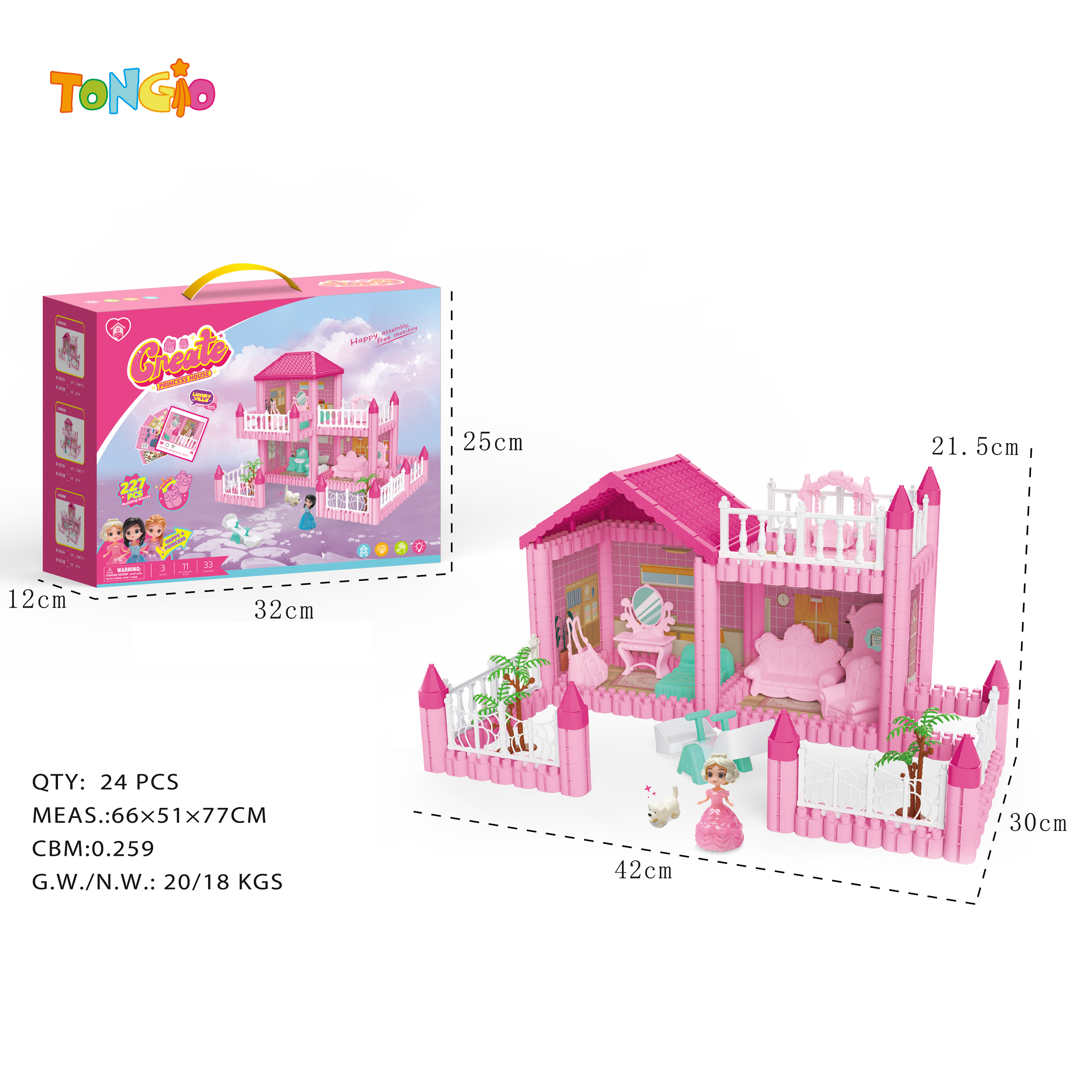 Princess DIY Educational Building Block Villa  146 PCS with Lights TT19286