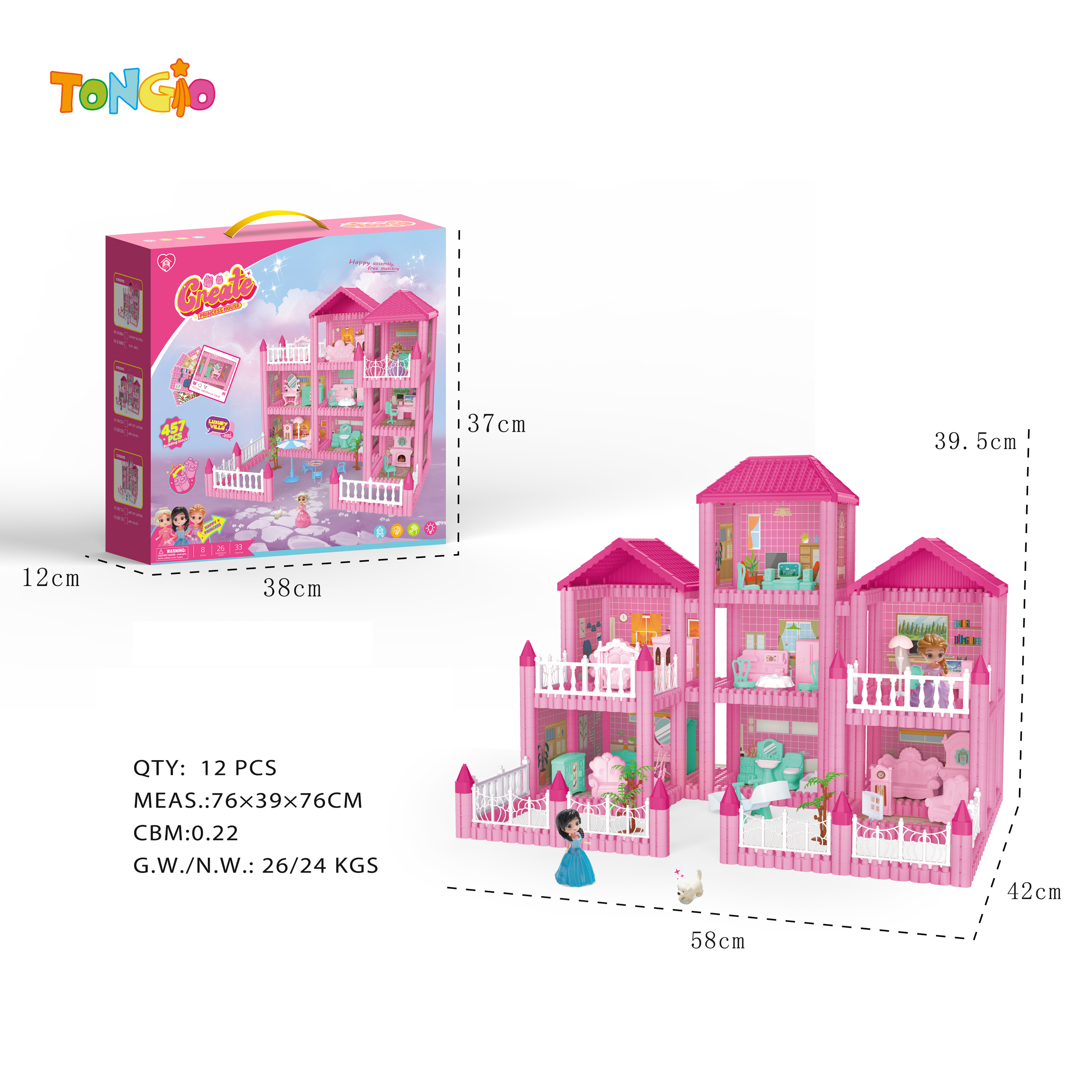 Princess DIY Educational Building Block Villa with  484 PCS With No Lights TT19299