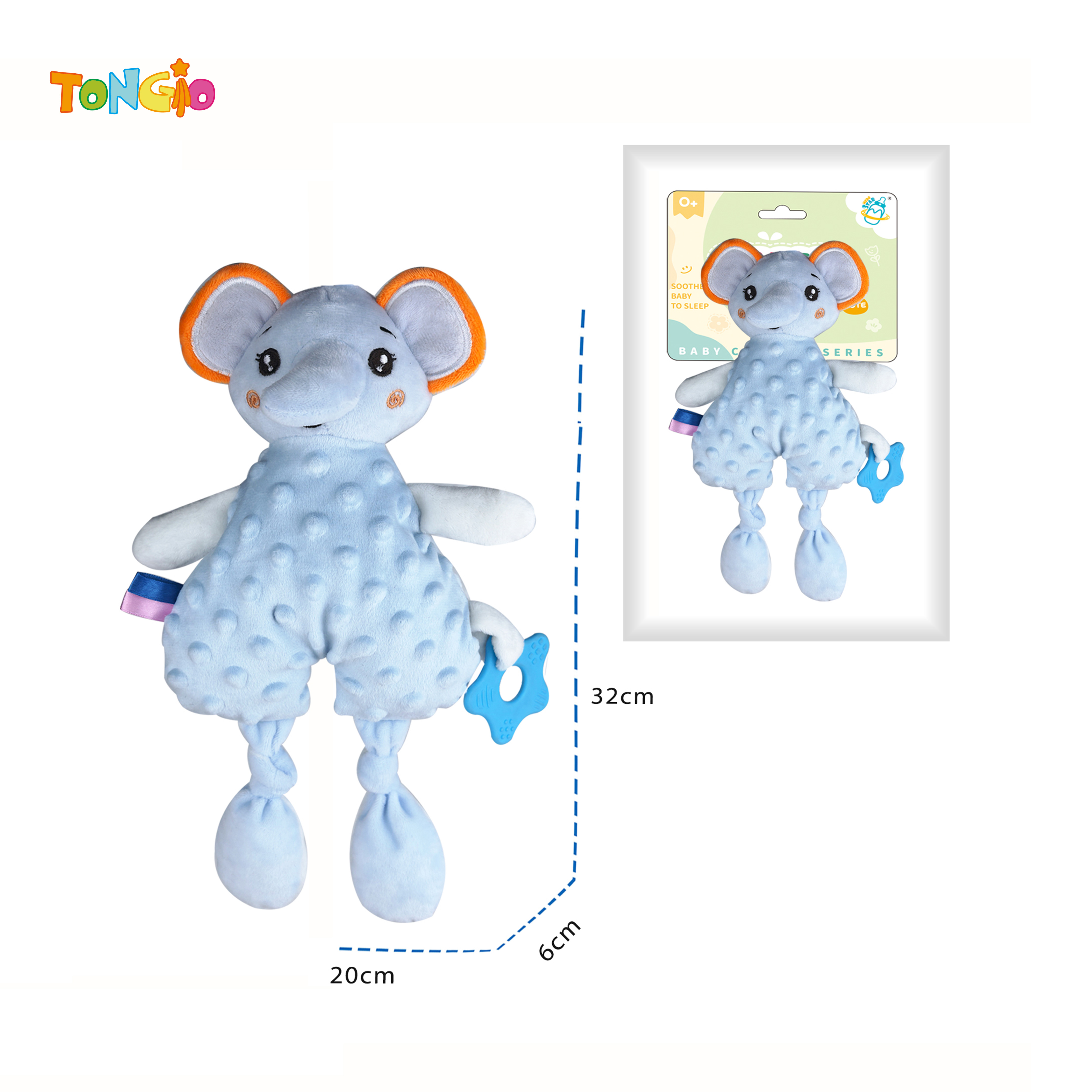 Elephant Comfort Pillow with Teether TT19416
