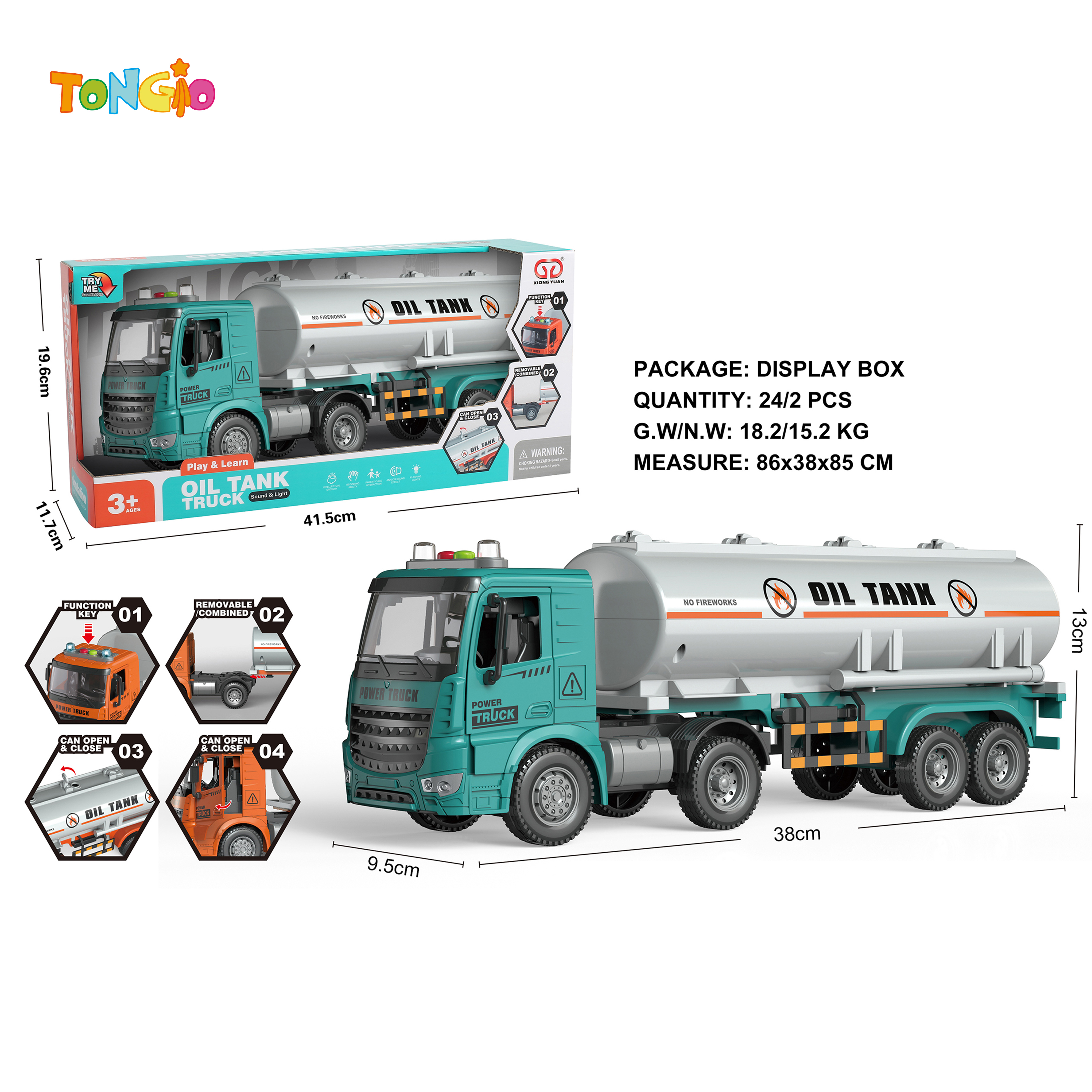 Inertia-operated door-opening sound and light oil tanker truck TT19997