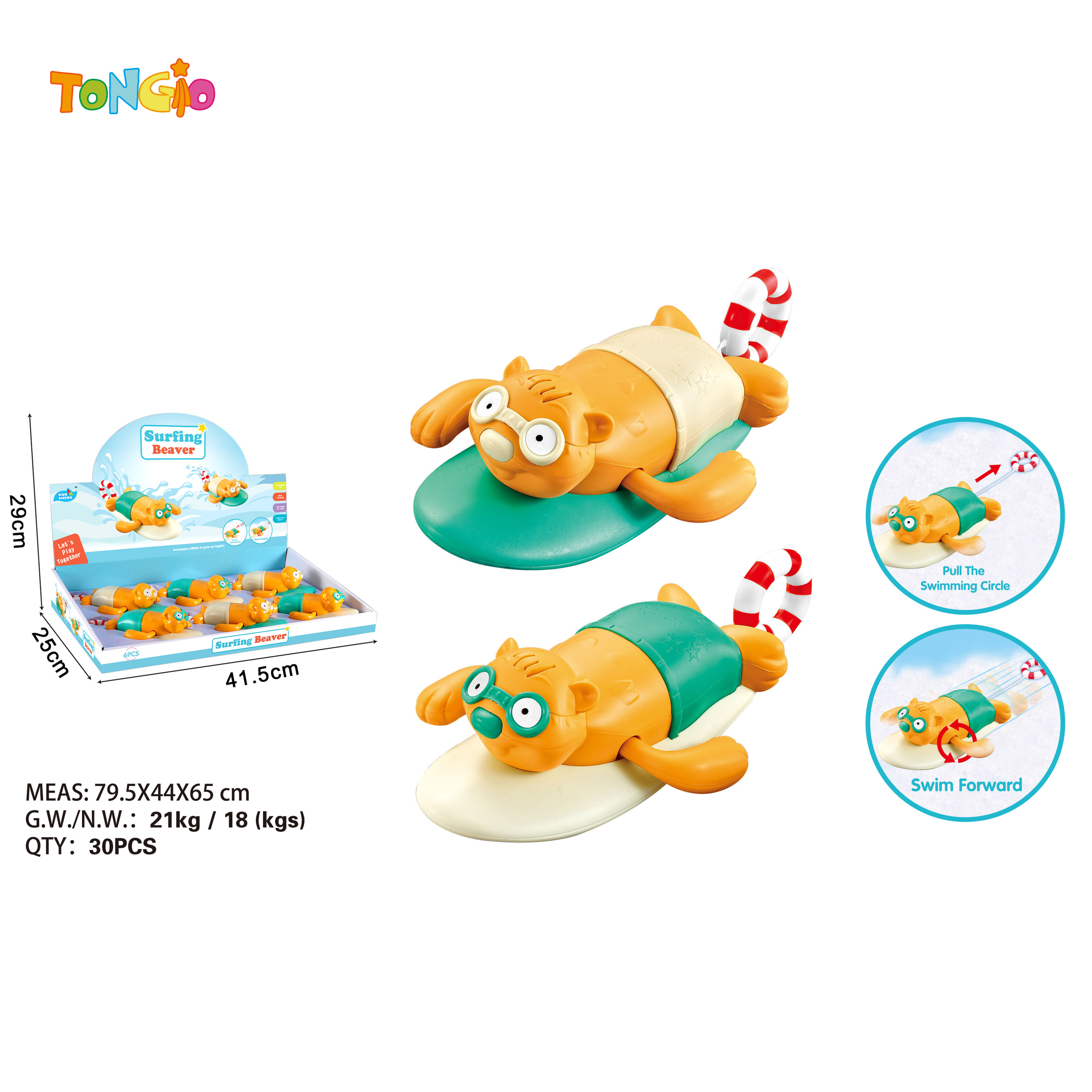 Pull-String Surfing Beaver TT20704