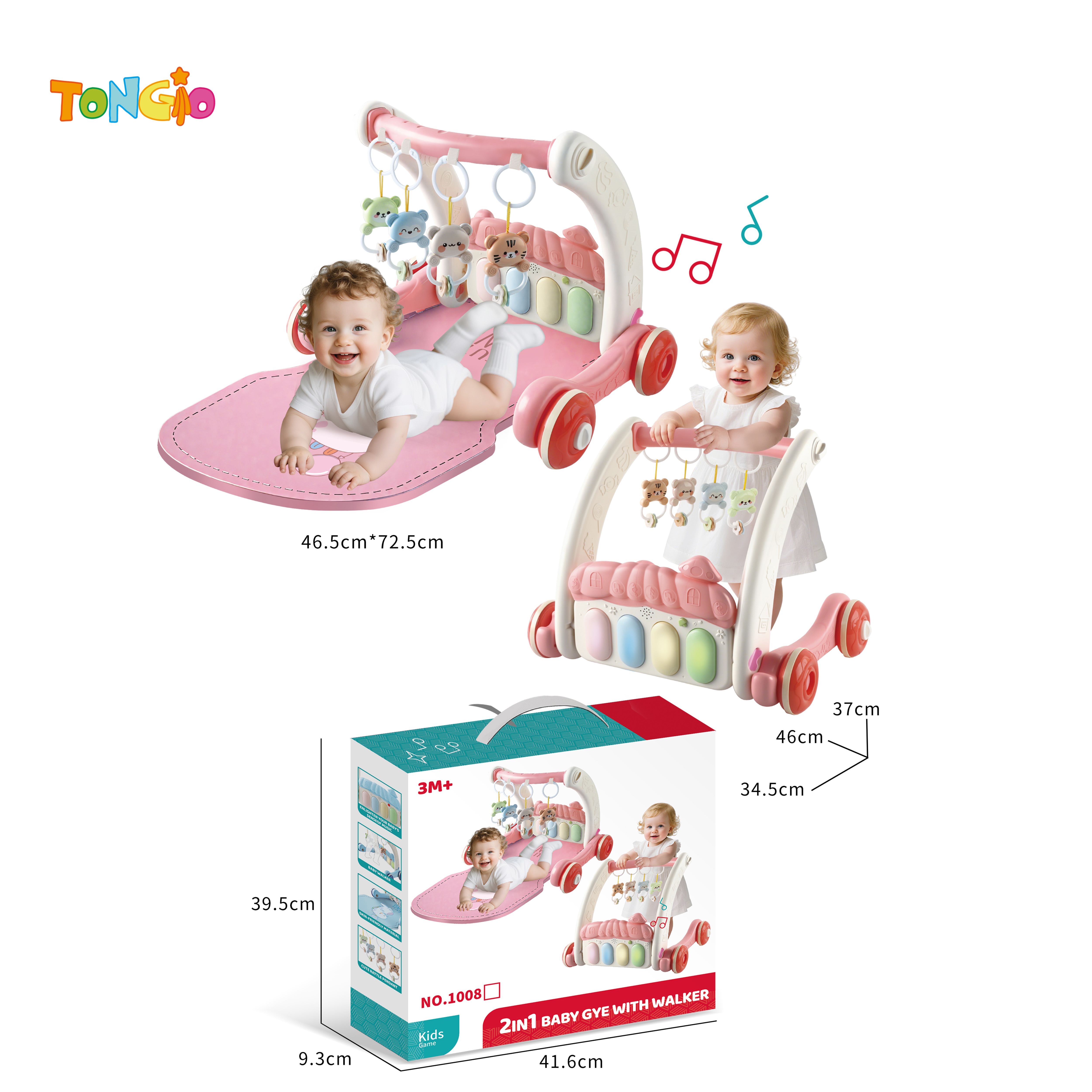 2 in 1 Pink Gym Frame Walker TT20859
