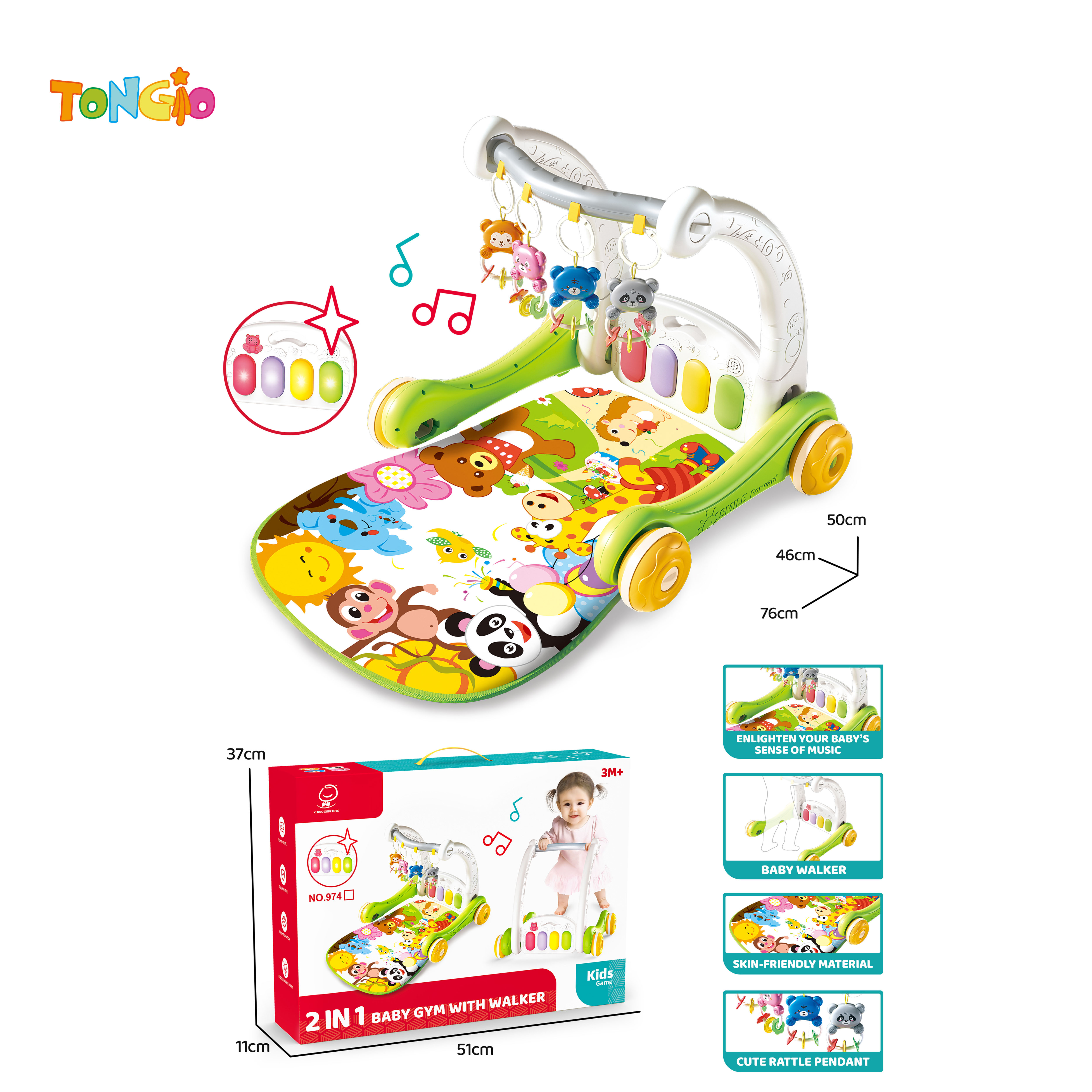 2 in 1 Green Panda Multi-Functional Baby Walker and Fitness Frame TT20863