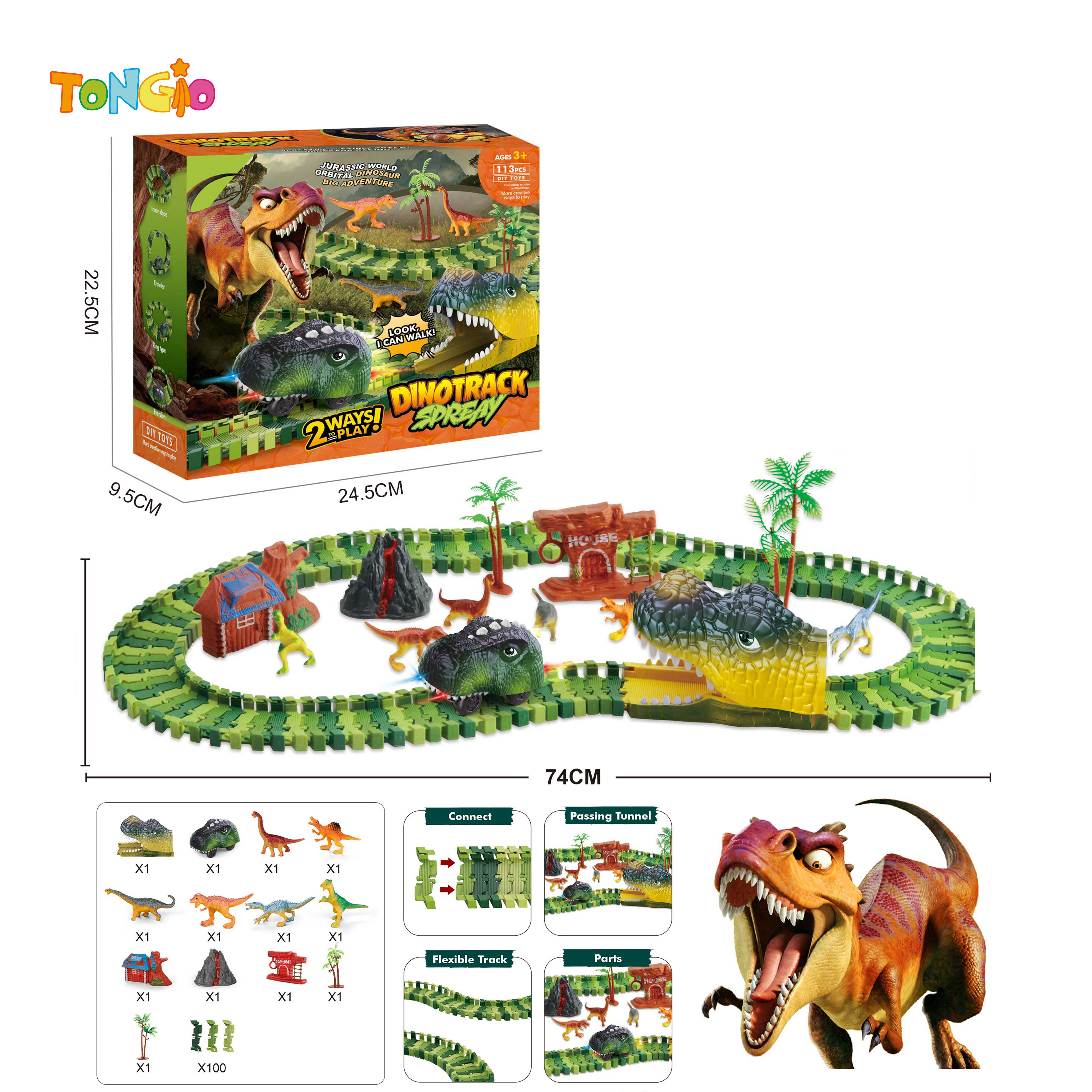 Electric Track Dinosaur with Lights TT21363