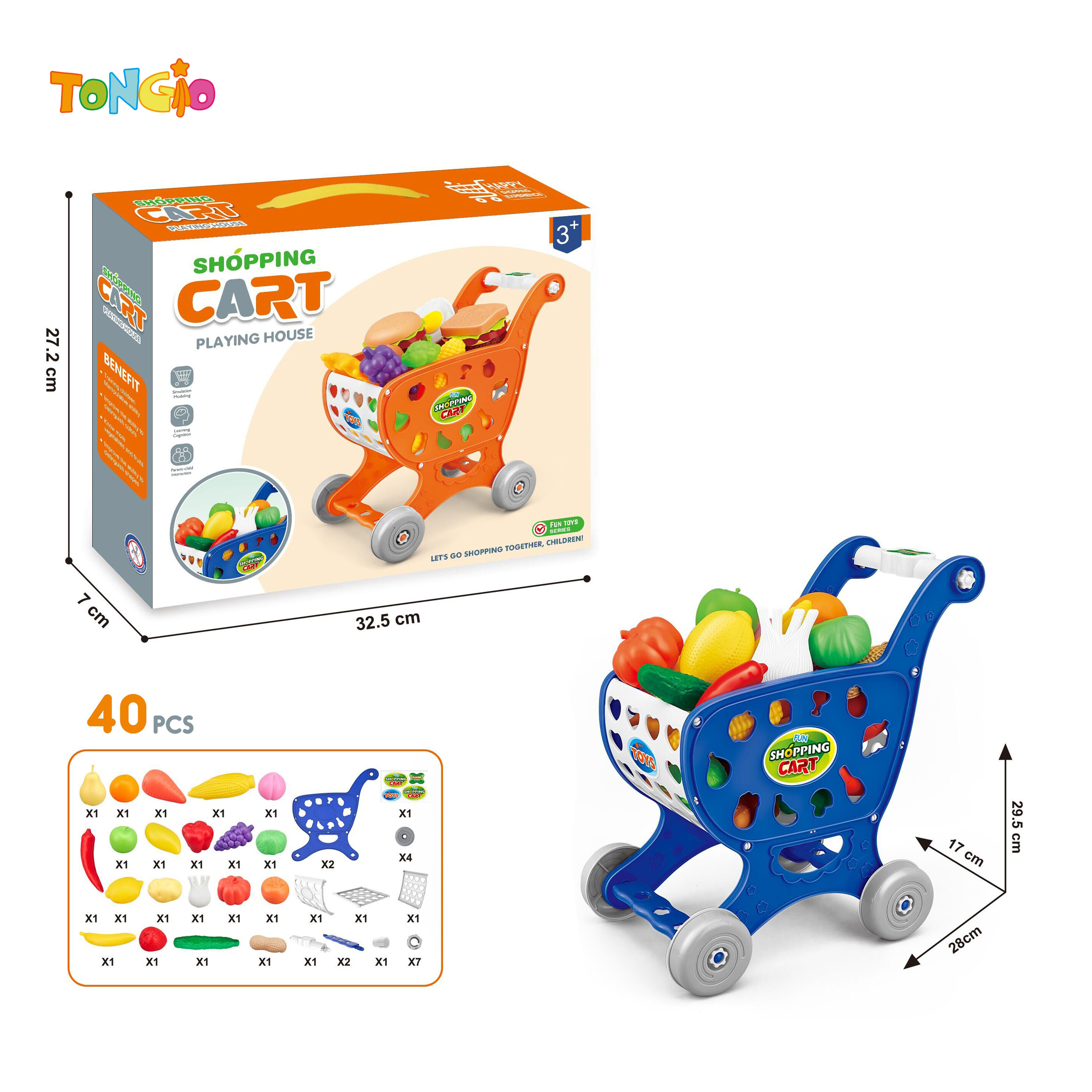 Children's puzzle play house simulation fruits and vegetables Set toys SHOPPING CAR TT21441