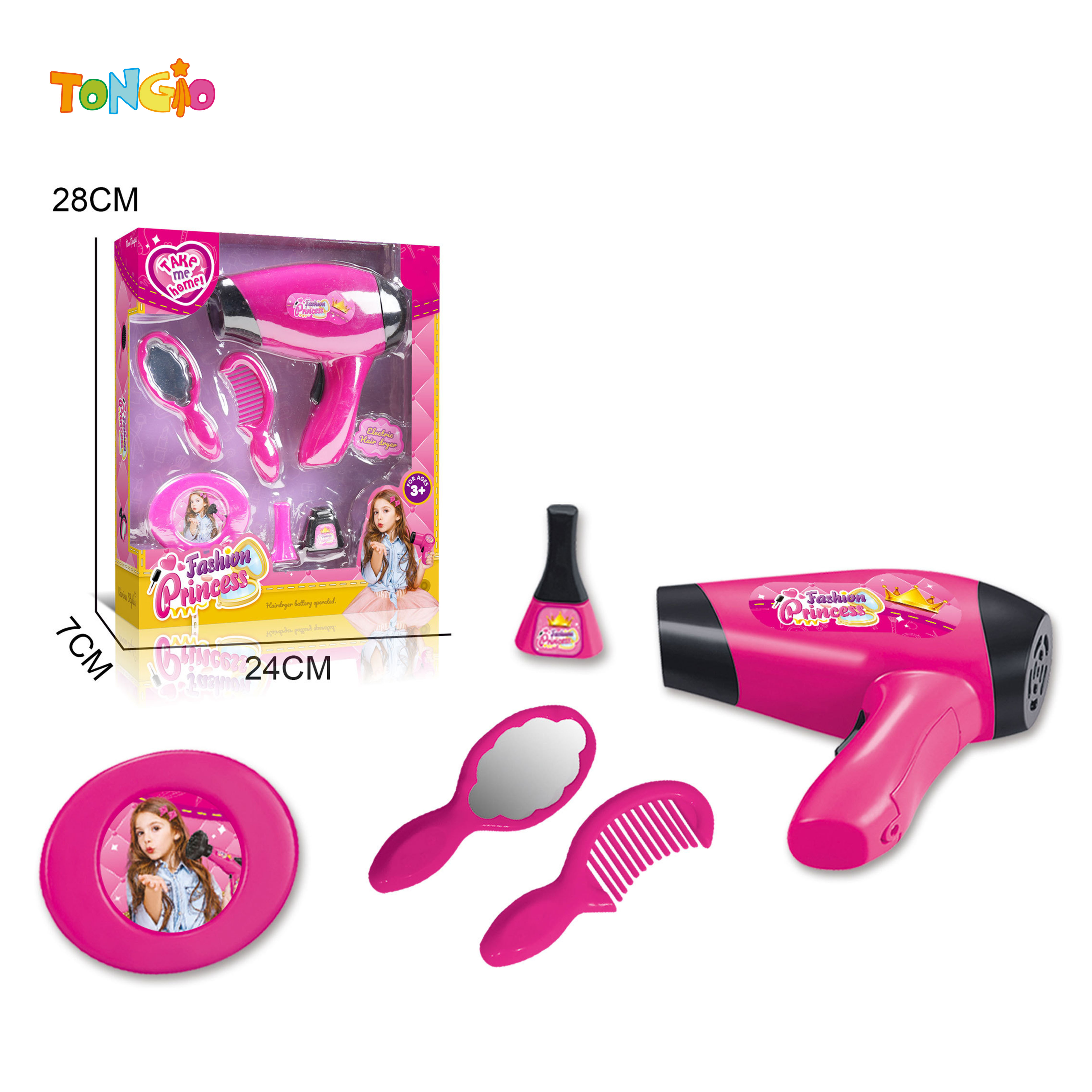 Cartoon Educational Tableware Simulation Play Electric Hair Dryer Accessory Set TT21442