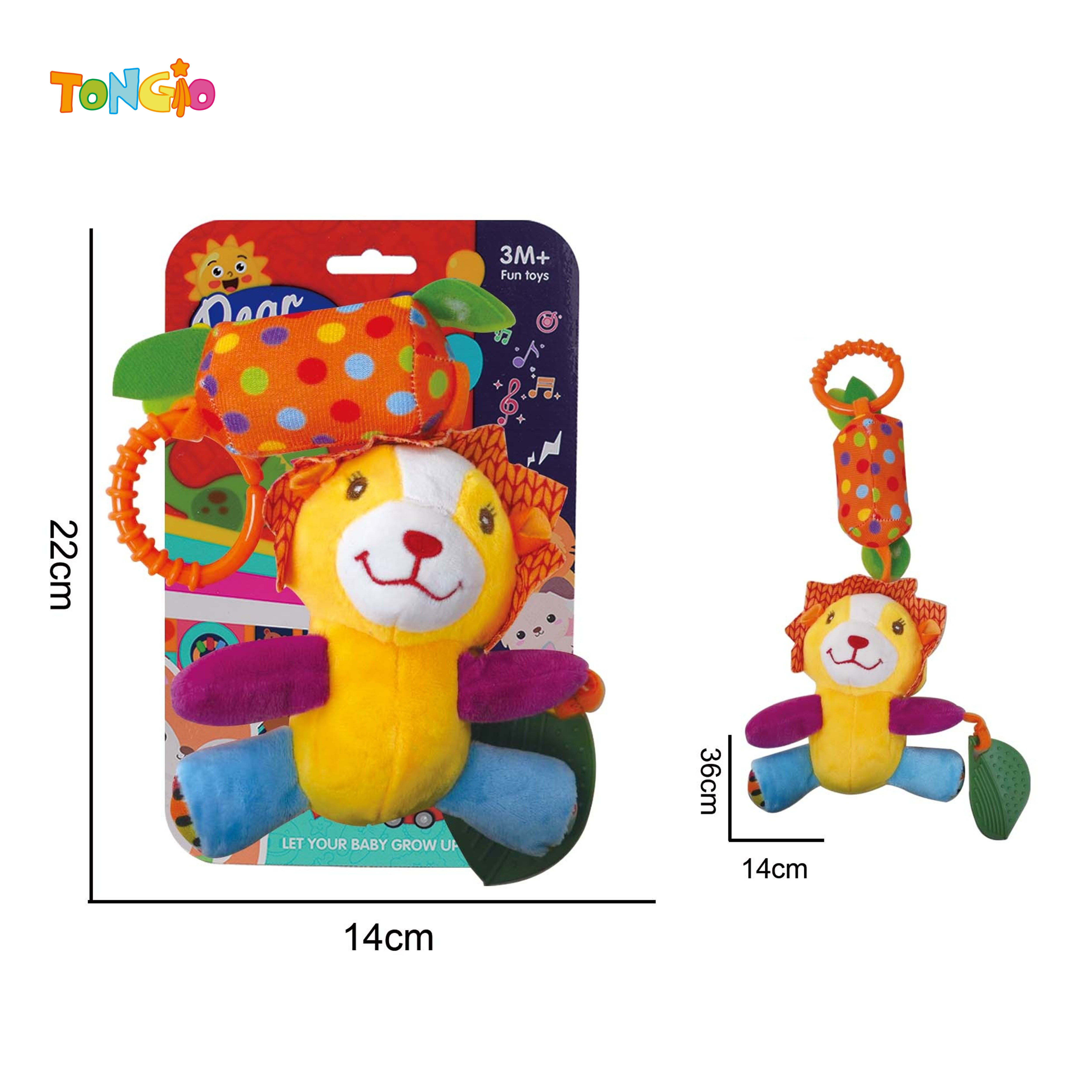 Baby Puzzle Plush Soothing Toy Lion Hanging Bed Wind Bell TT21457