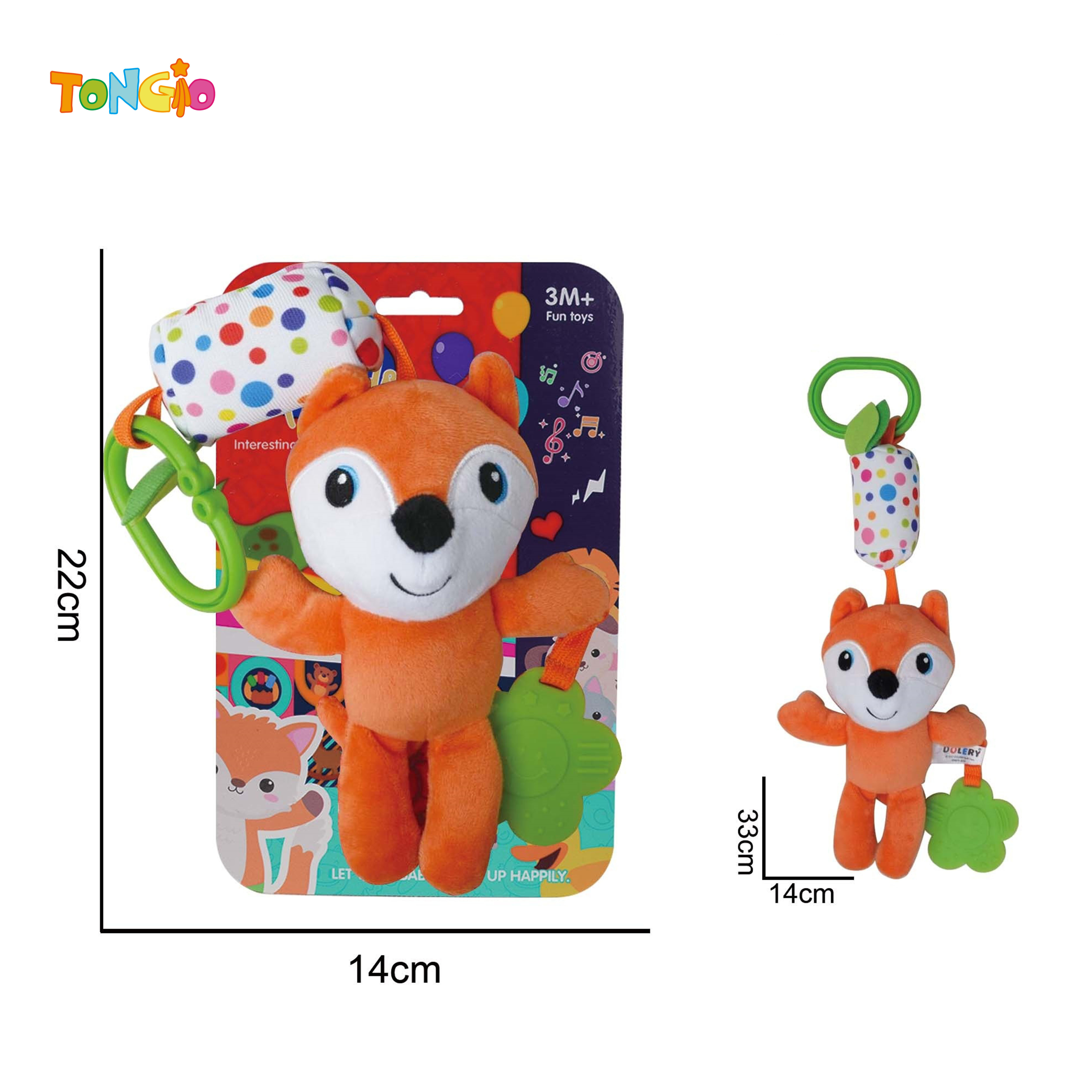 Baby puzzle plush soothing toy fox tooth glue hanging bed wind chime TT21459