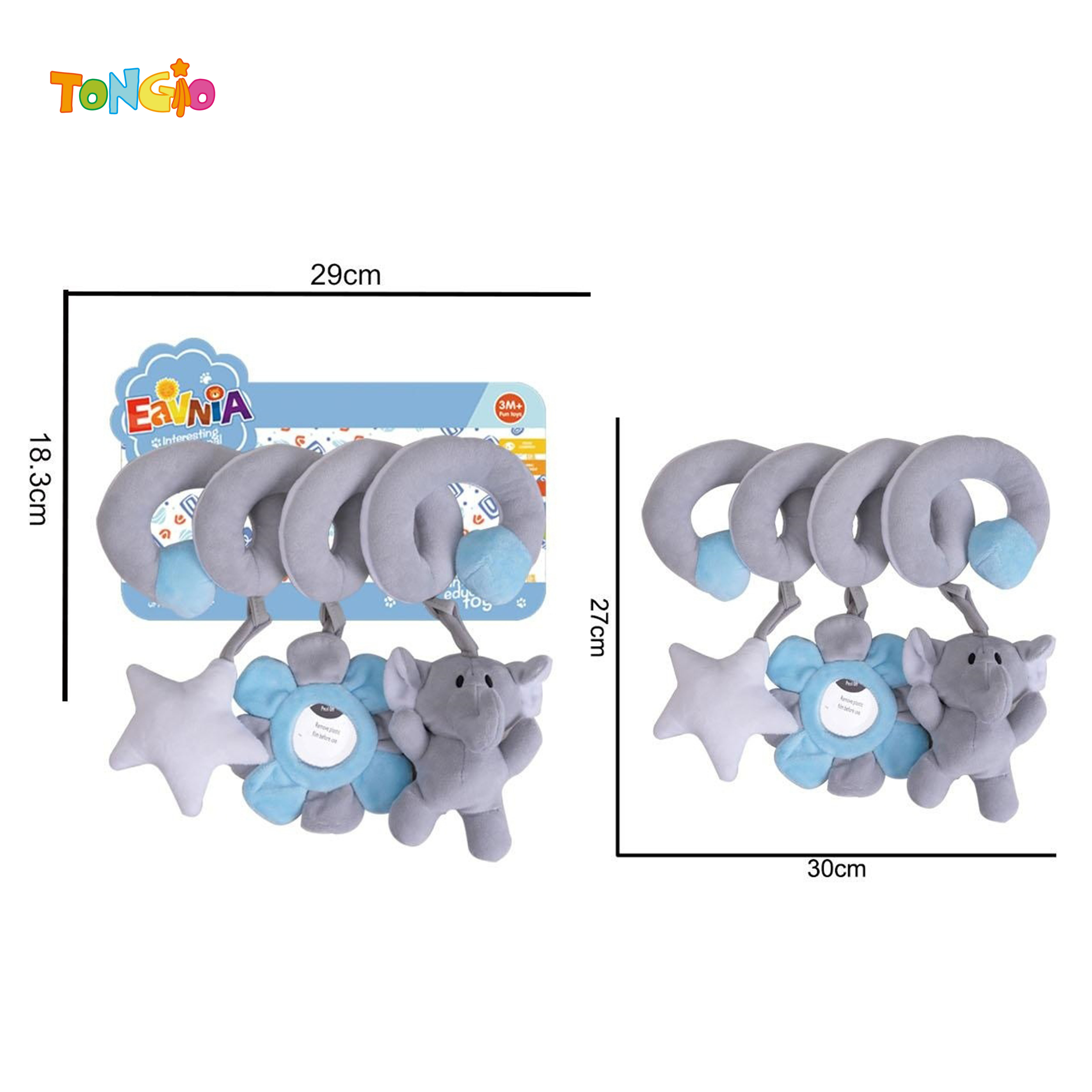 Fluffy Gray Elephant Flower Bedside Children's Soothing Toy TT21462