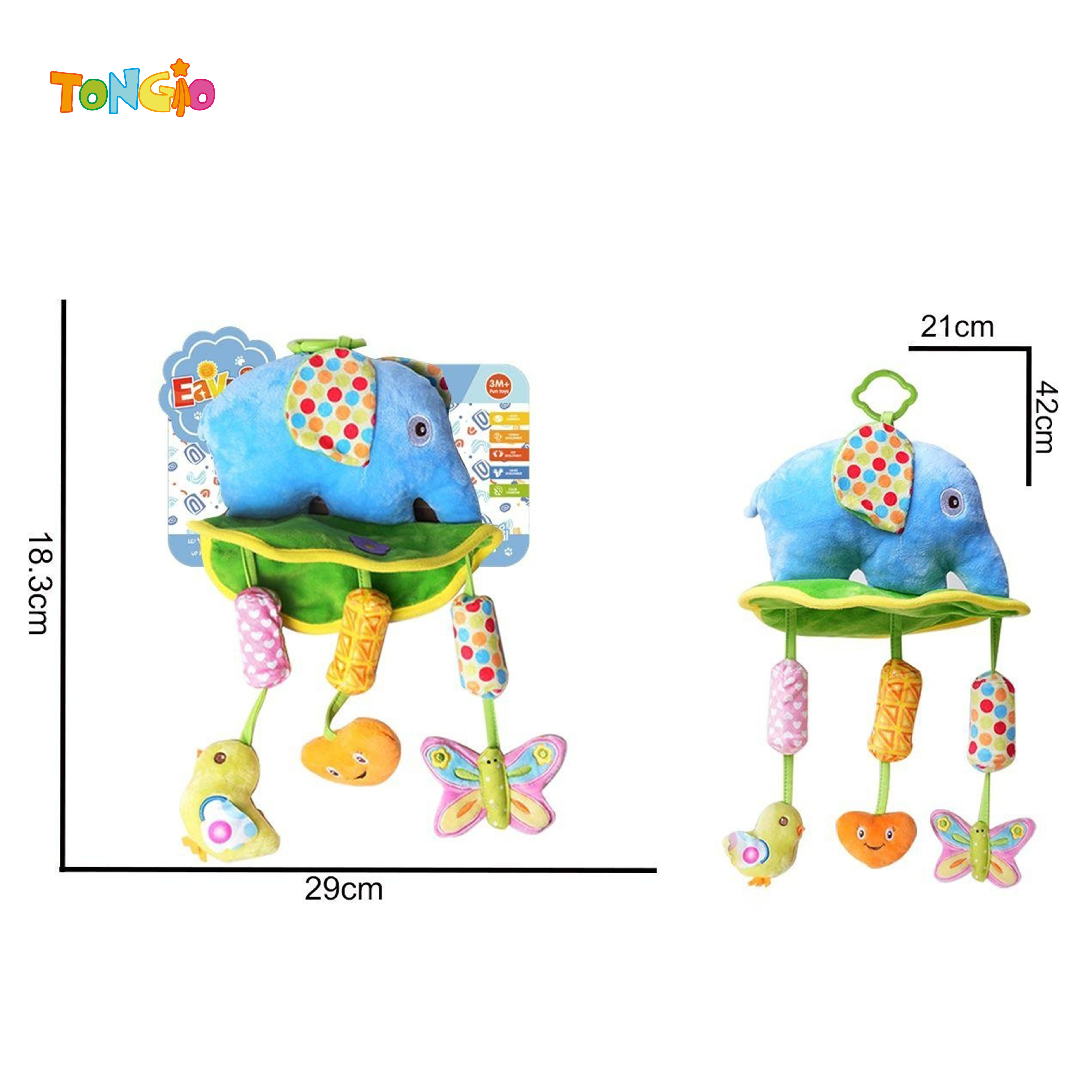 Plush Blue Elephant Wind Chime Children's Soothing Toy TT21463
