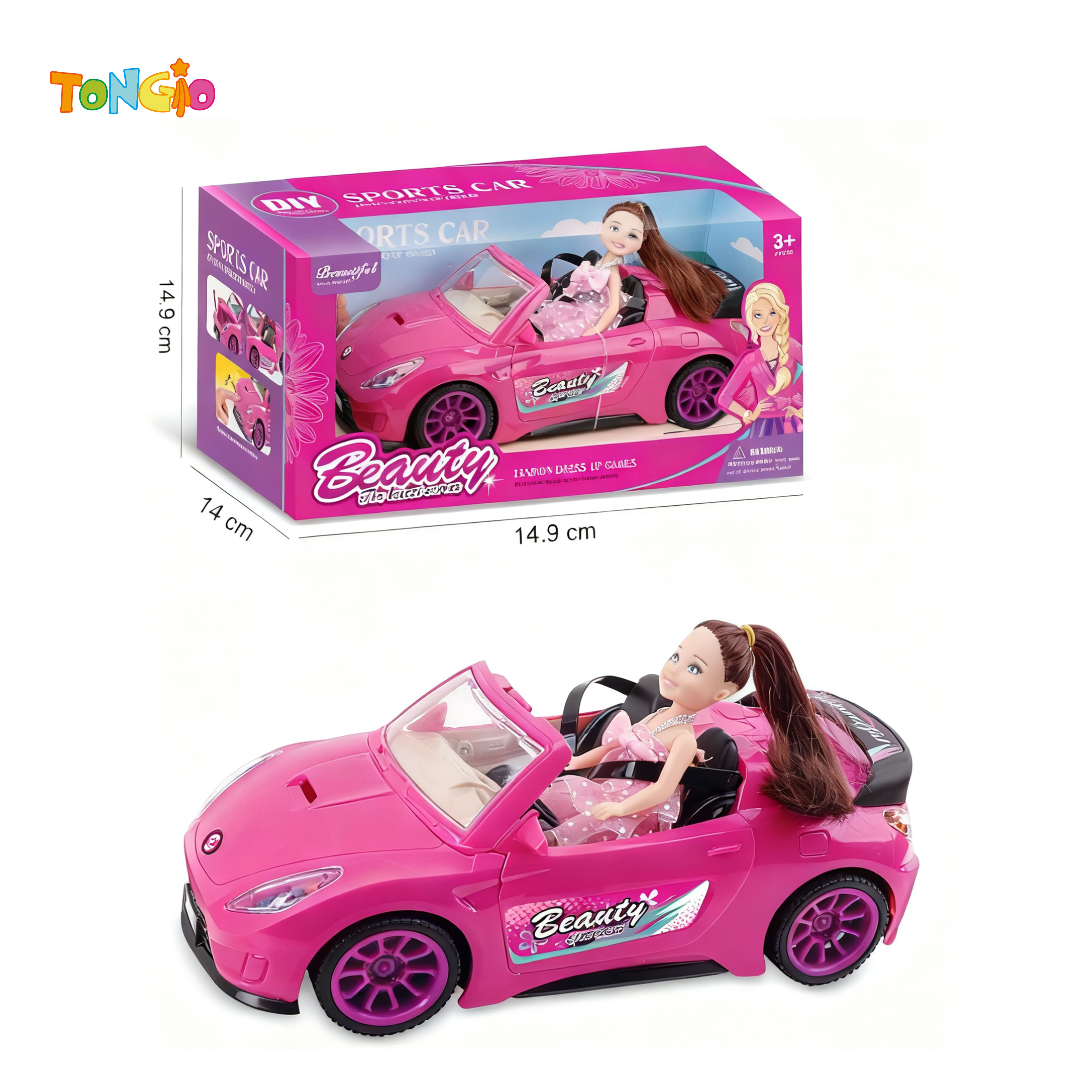 Sports Car with 5.5-Inch Solid Barbie Doll TT21609