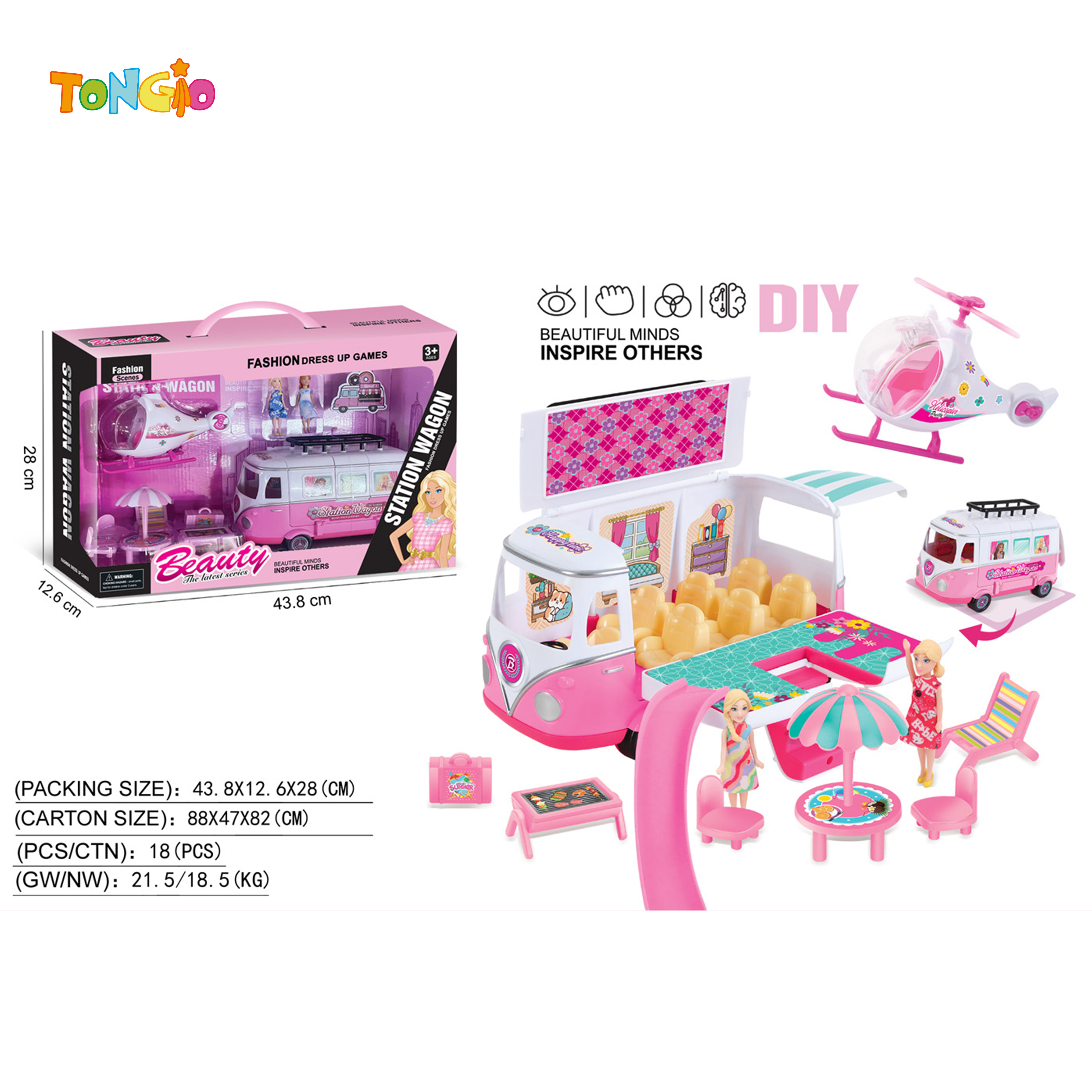 Beautiful Girl Bus & Helicopter Playset TT21633