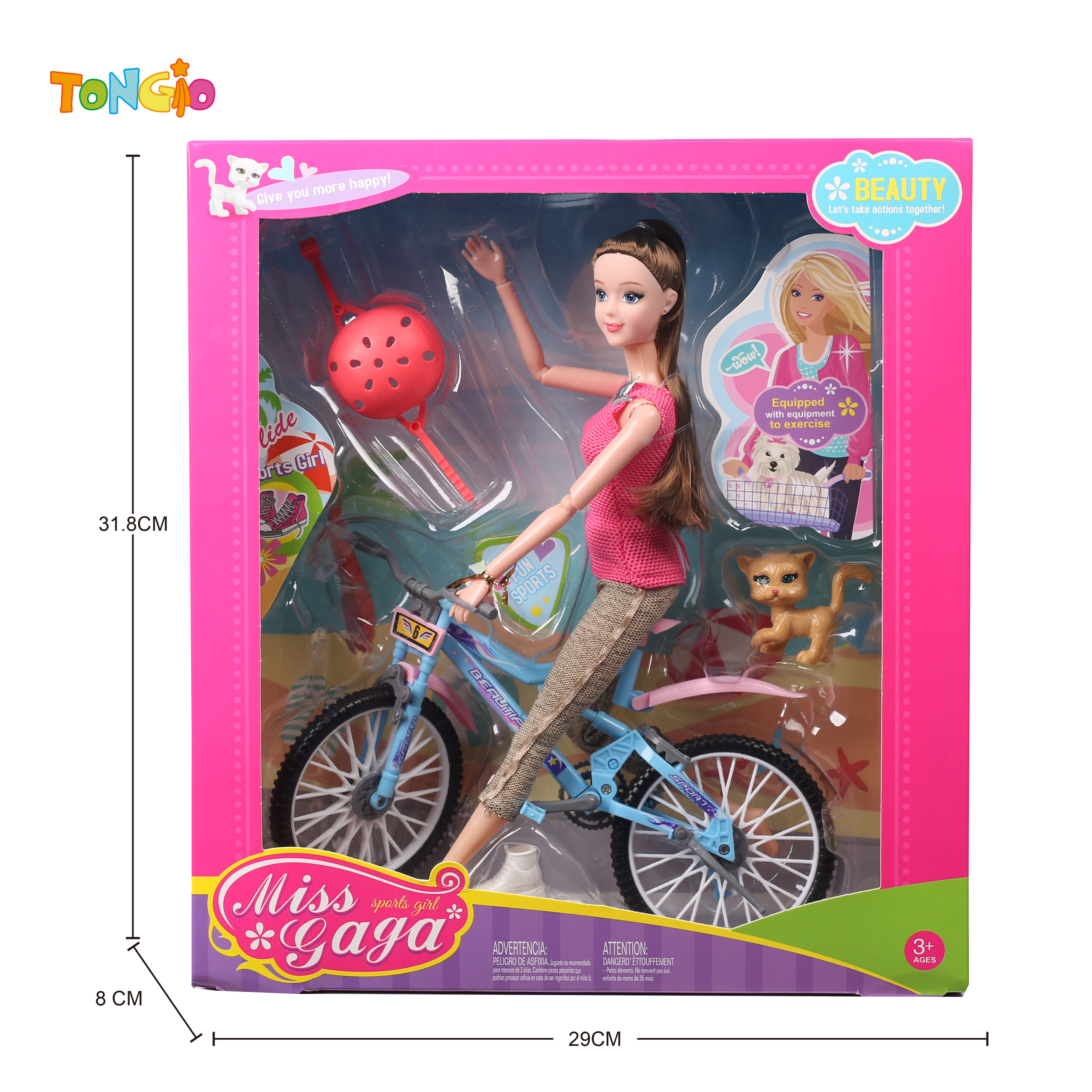 11.5 inch articulated doll barbie with racing bicycle TT21860
