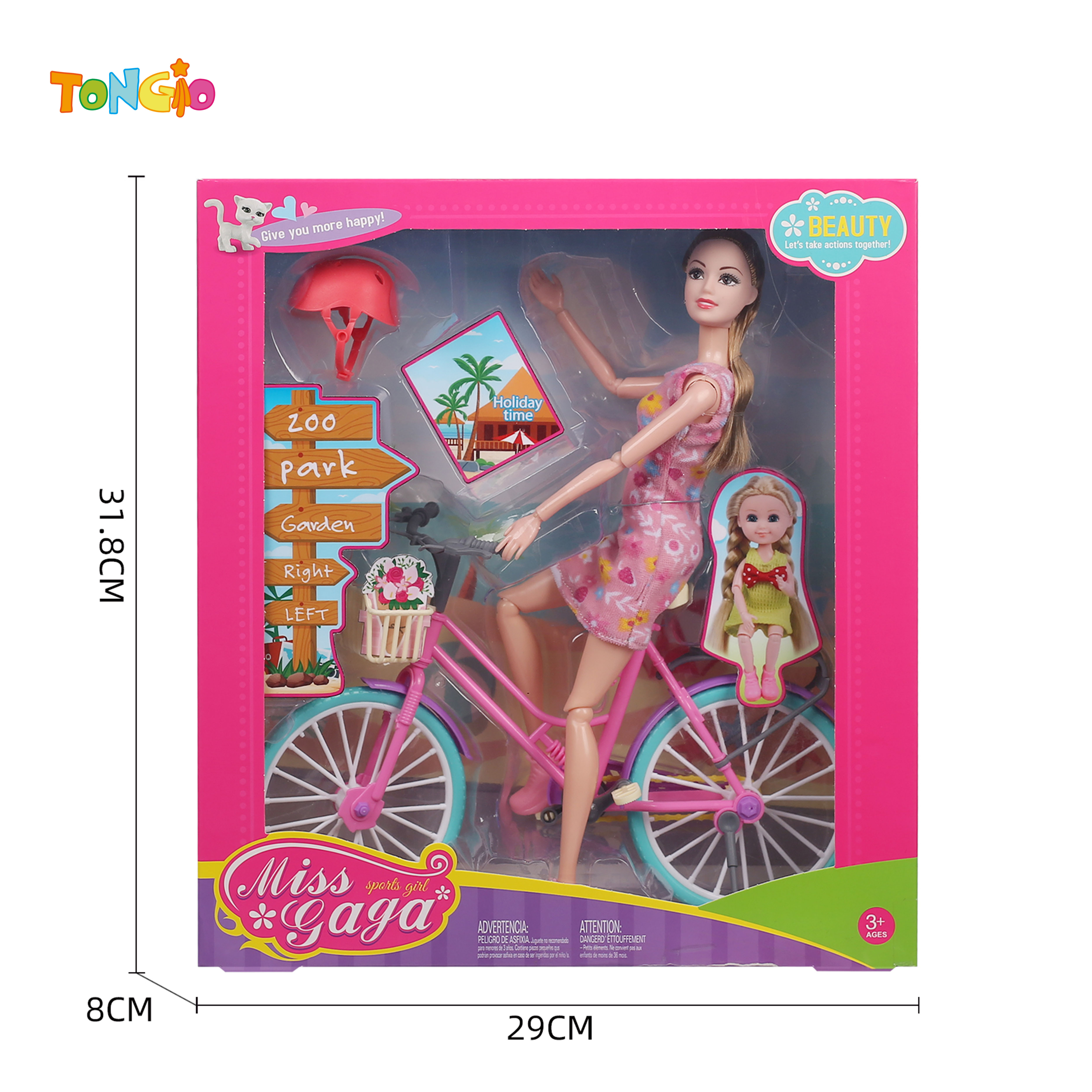 11.5 inch articulated doll barbie with large bicycle hat TT21866