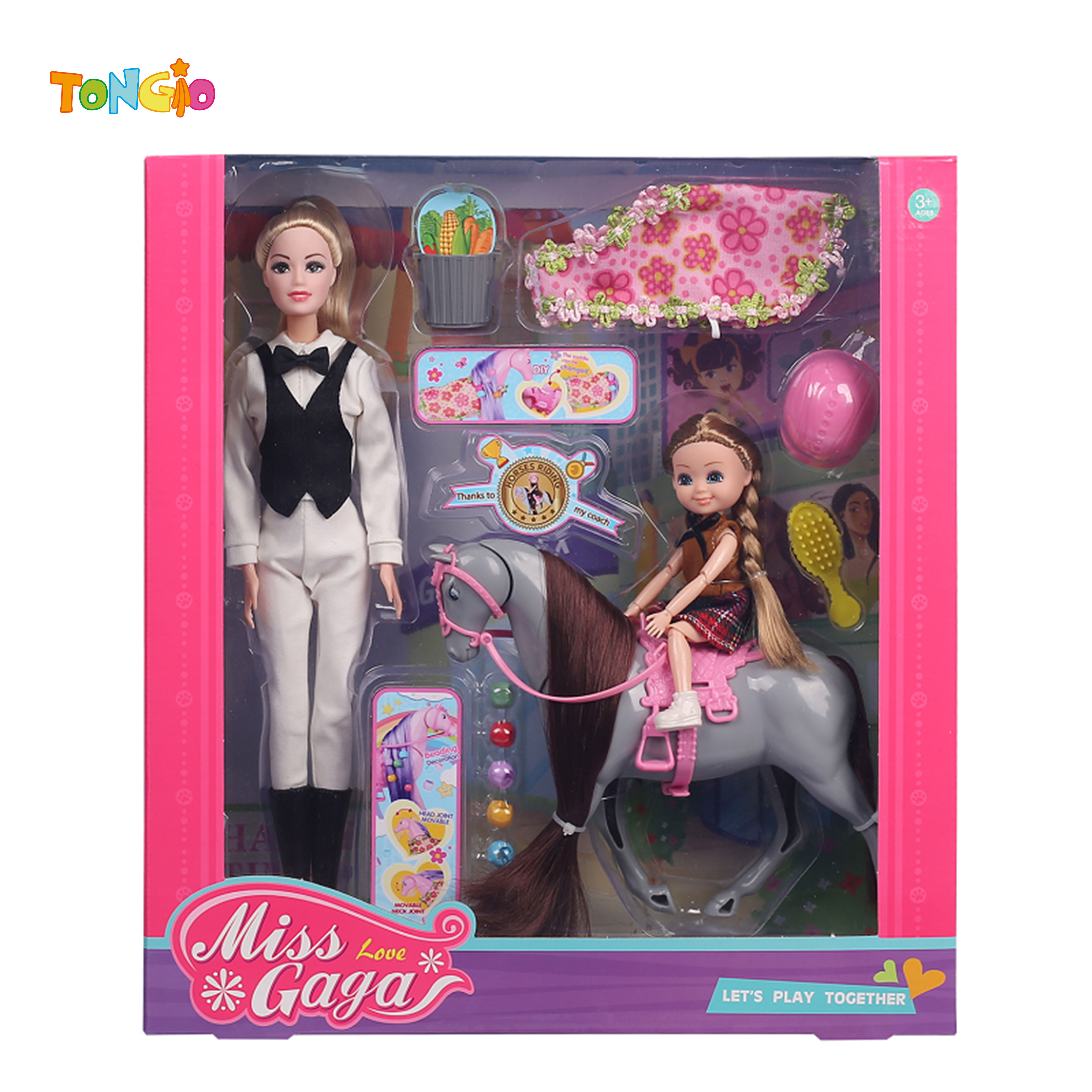 11.5 inch articulated doll barbie with 6 inch articulated doll barbie and horse hat comb horse clothes horse accessories TT21868