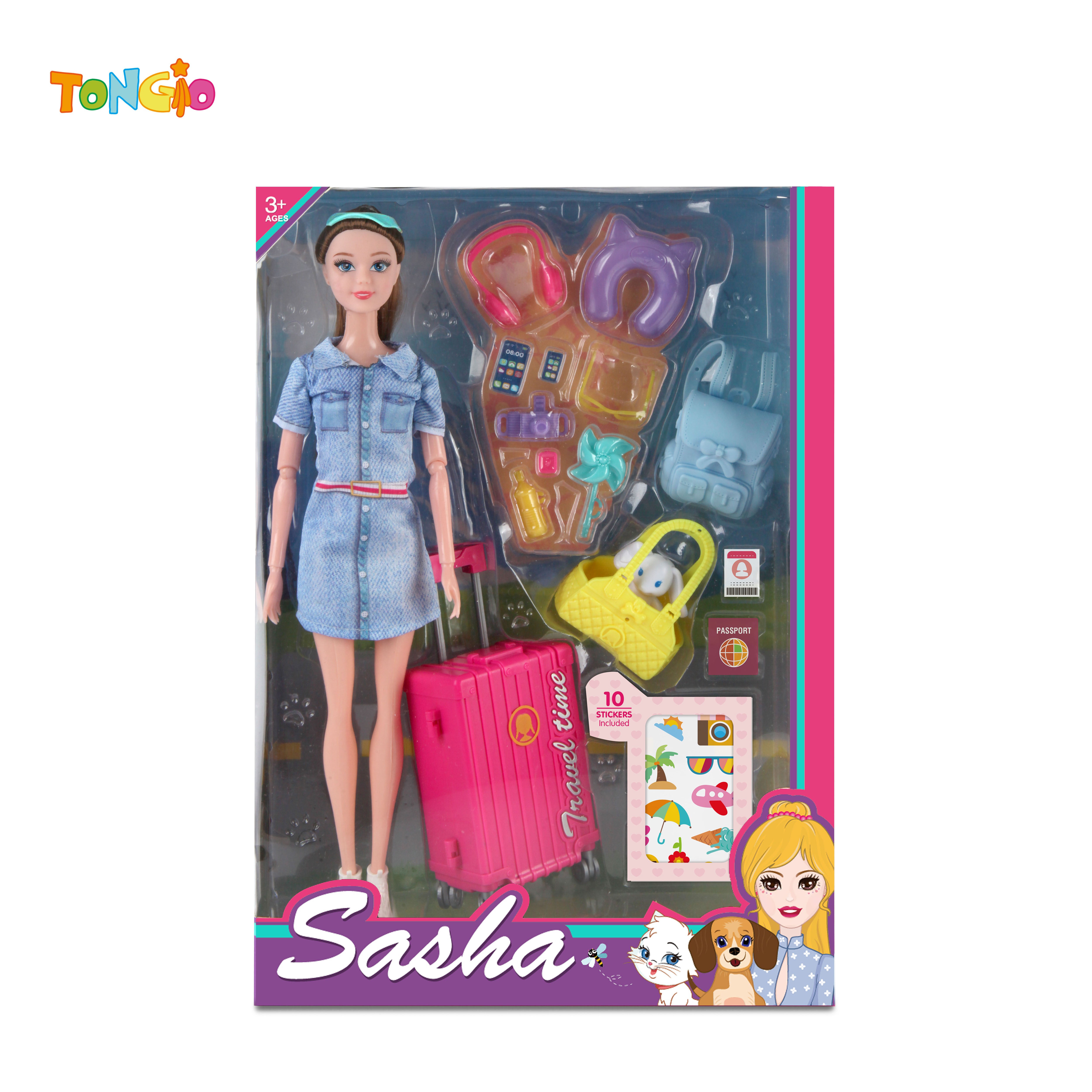 11.5 inch doll with suitcase backpack schoolbag plush doll travel accessories TT21878