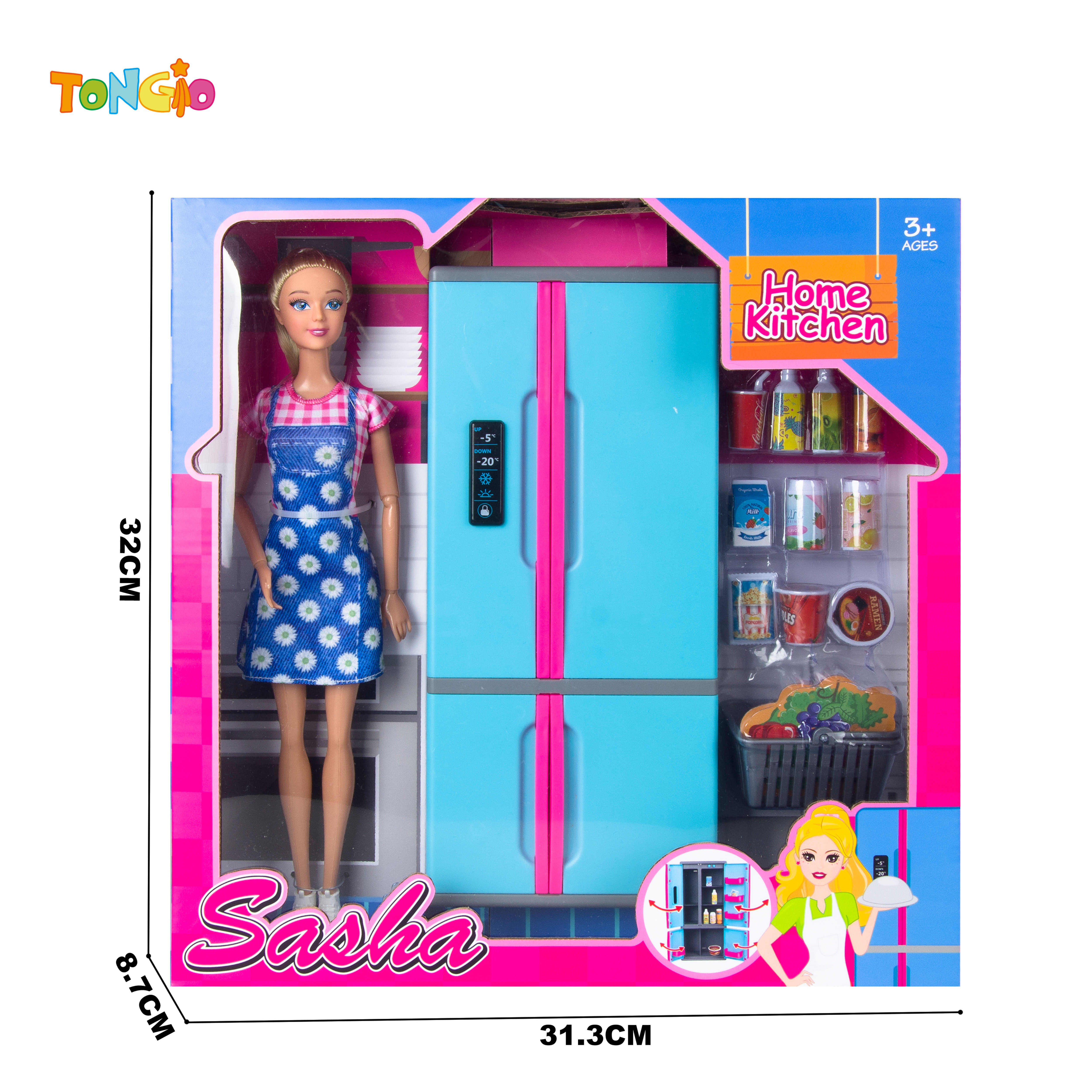 11.5 inch doll with refrigerator basket food cans TT21908