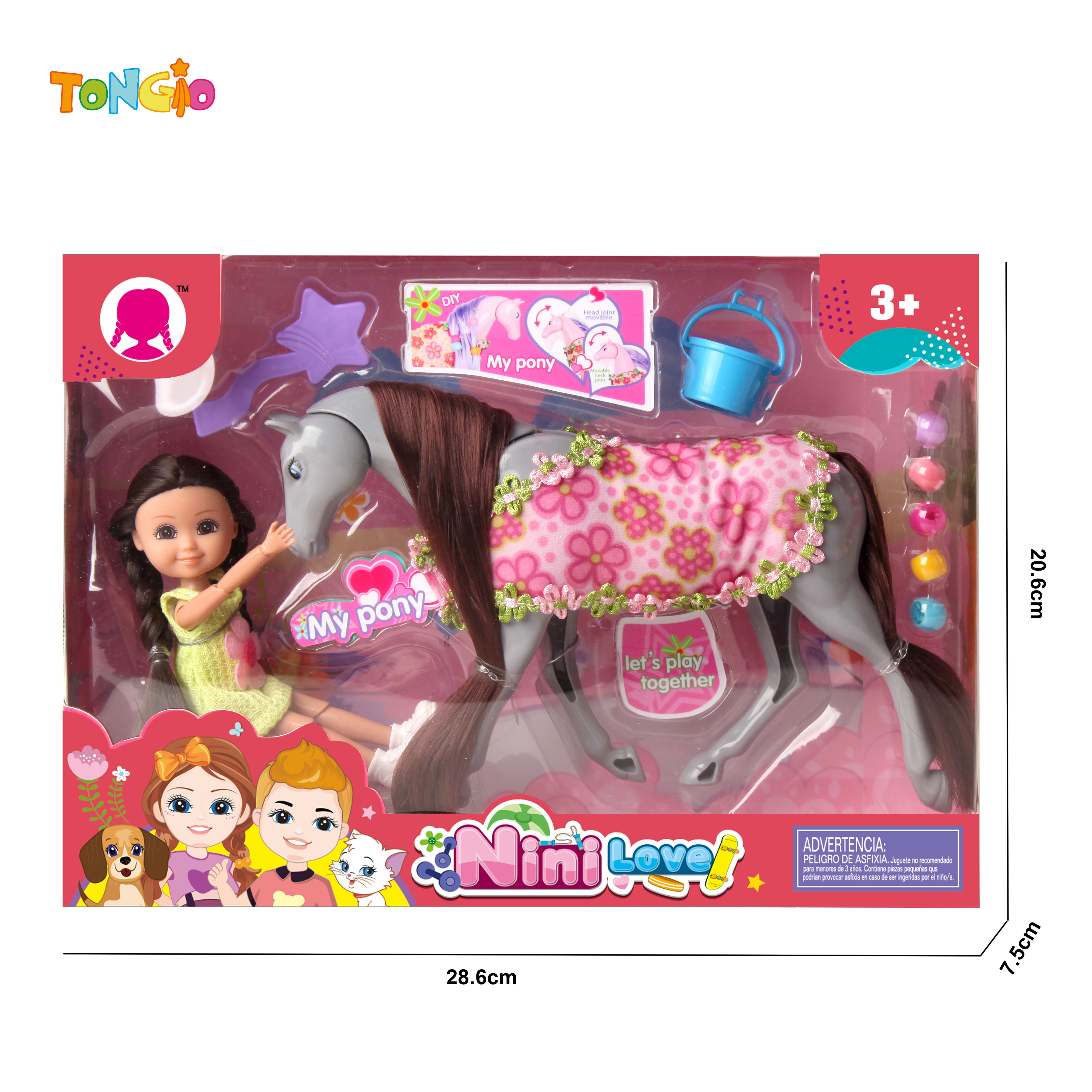 6 inch articulated doll barbie with horse comb bucket hair accessories TT21920