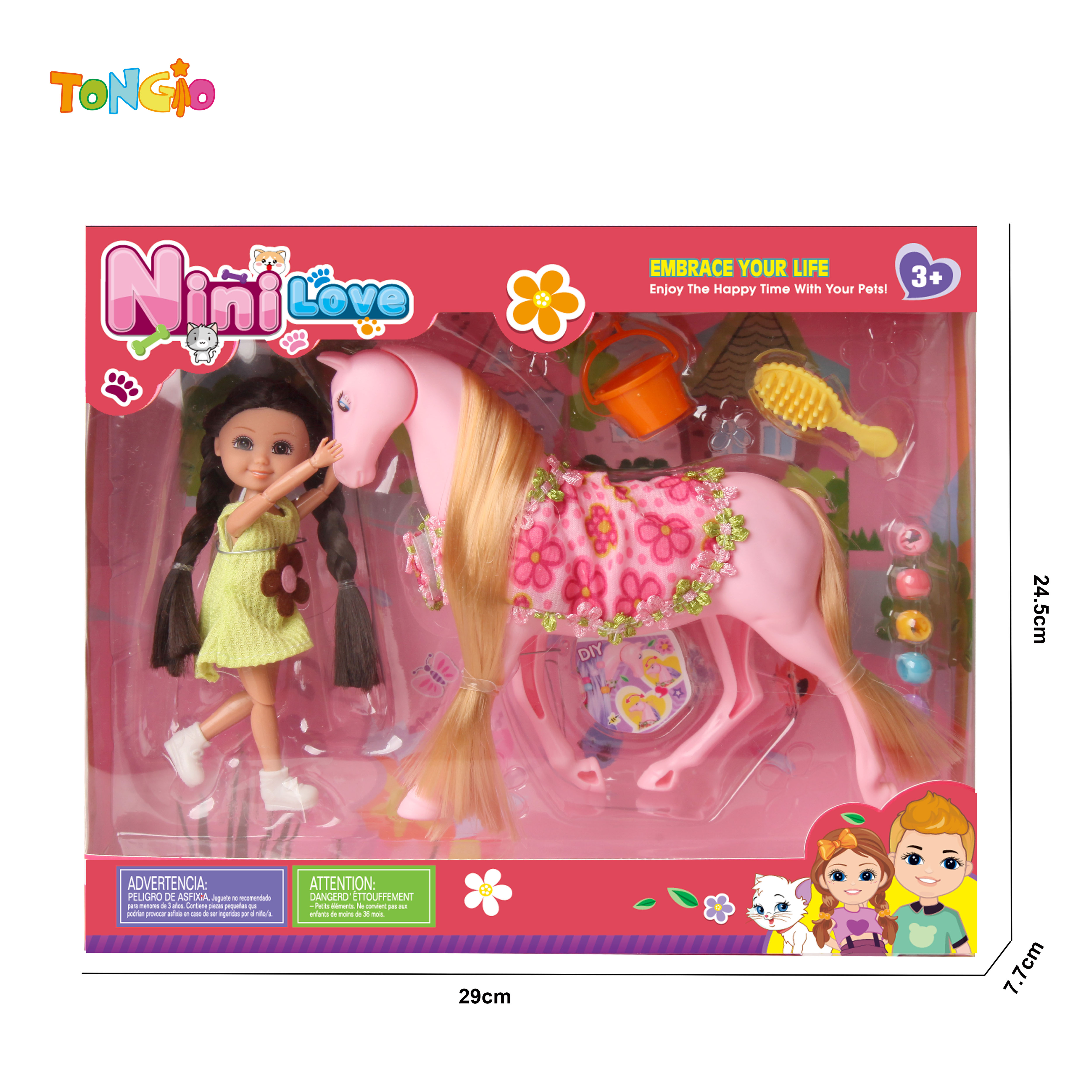 6 inch articulated doll barbie with horse comb bucket hair accessories TT21922