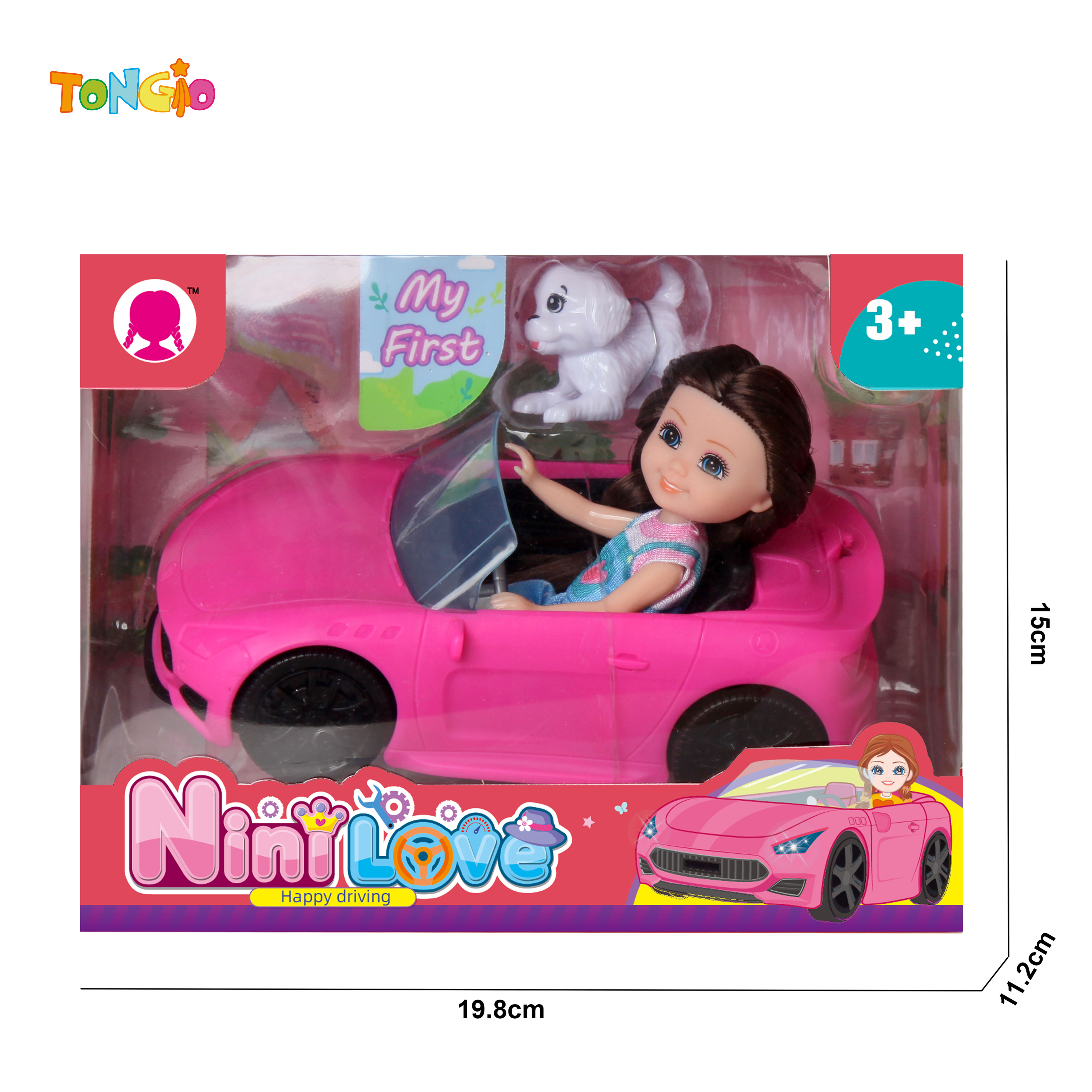 6 inch doll with car sports car puppy TT21942