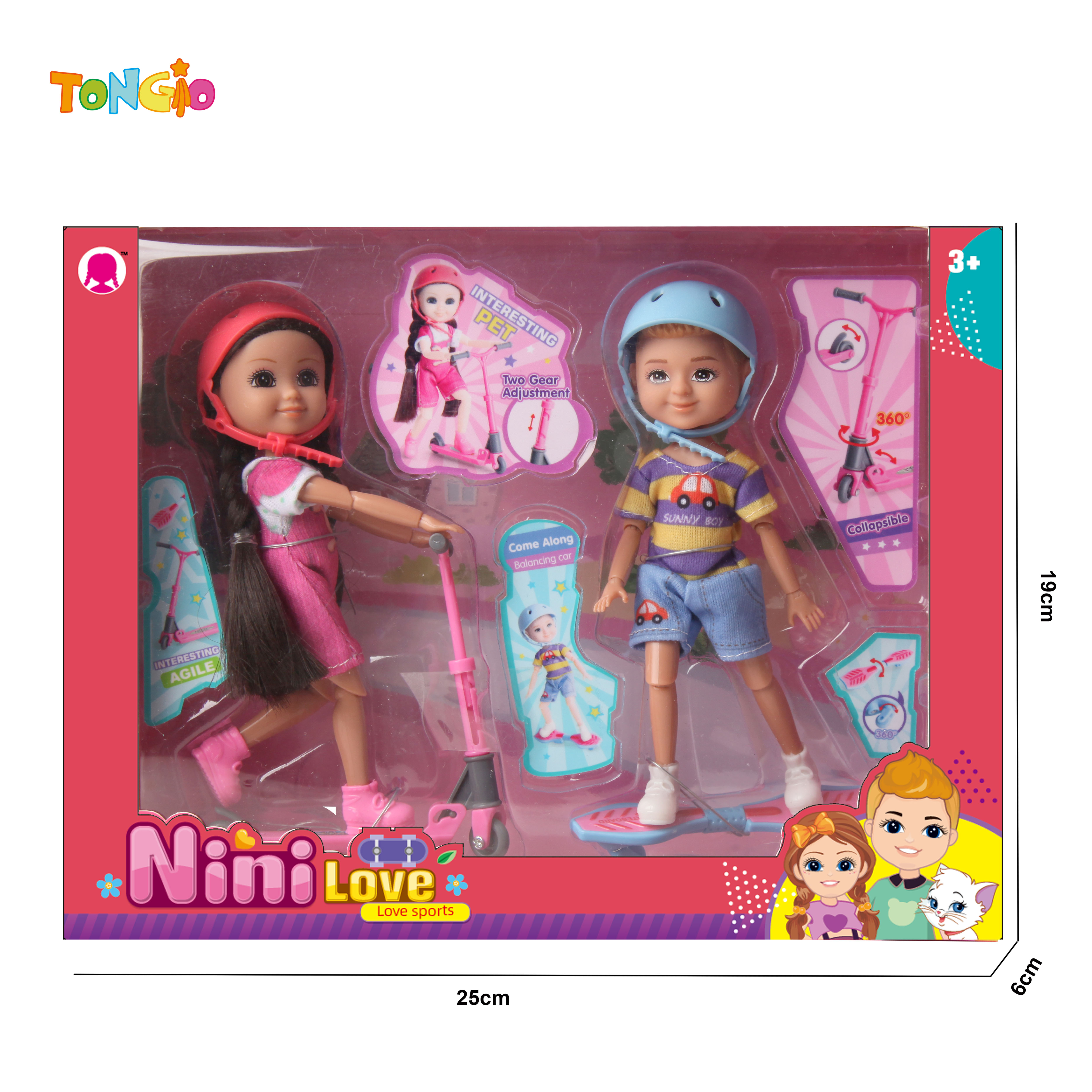 6 inch articulated boy doll girl doll with scooter wiggle car TT21945