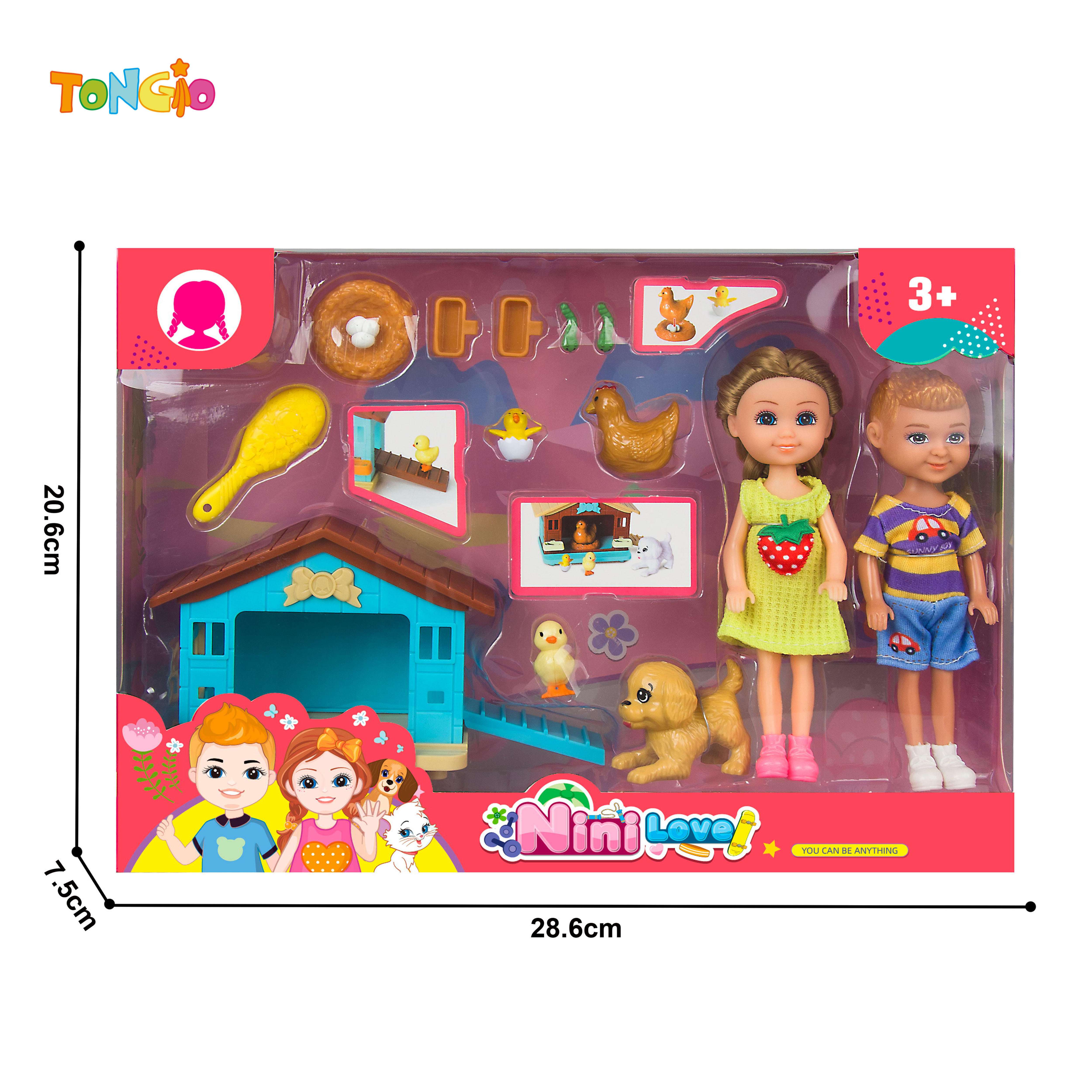 6 inch boy doll girl doll with 1 dog 3 chicks 1 comb 1 chicken coop chicken accessories 6 sets TT21955