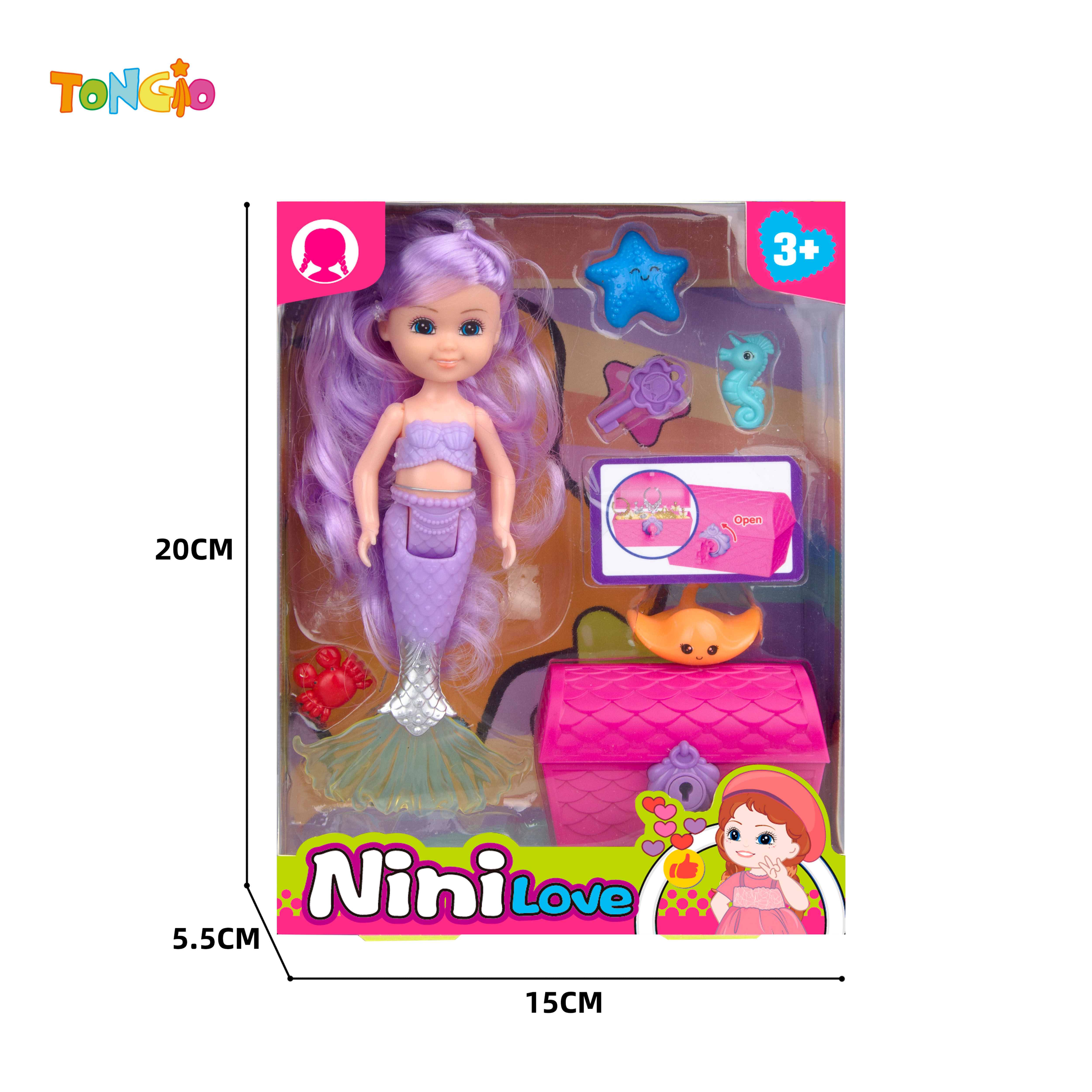 6 inch mermaid with sea animals treasure chest TT21973