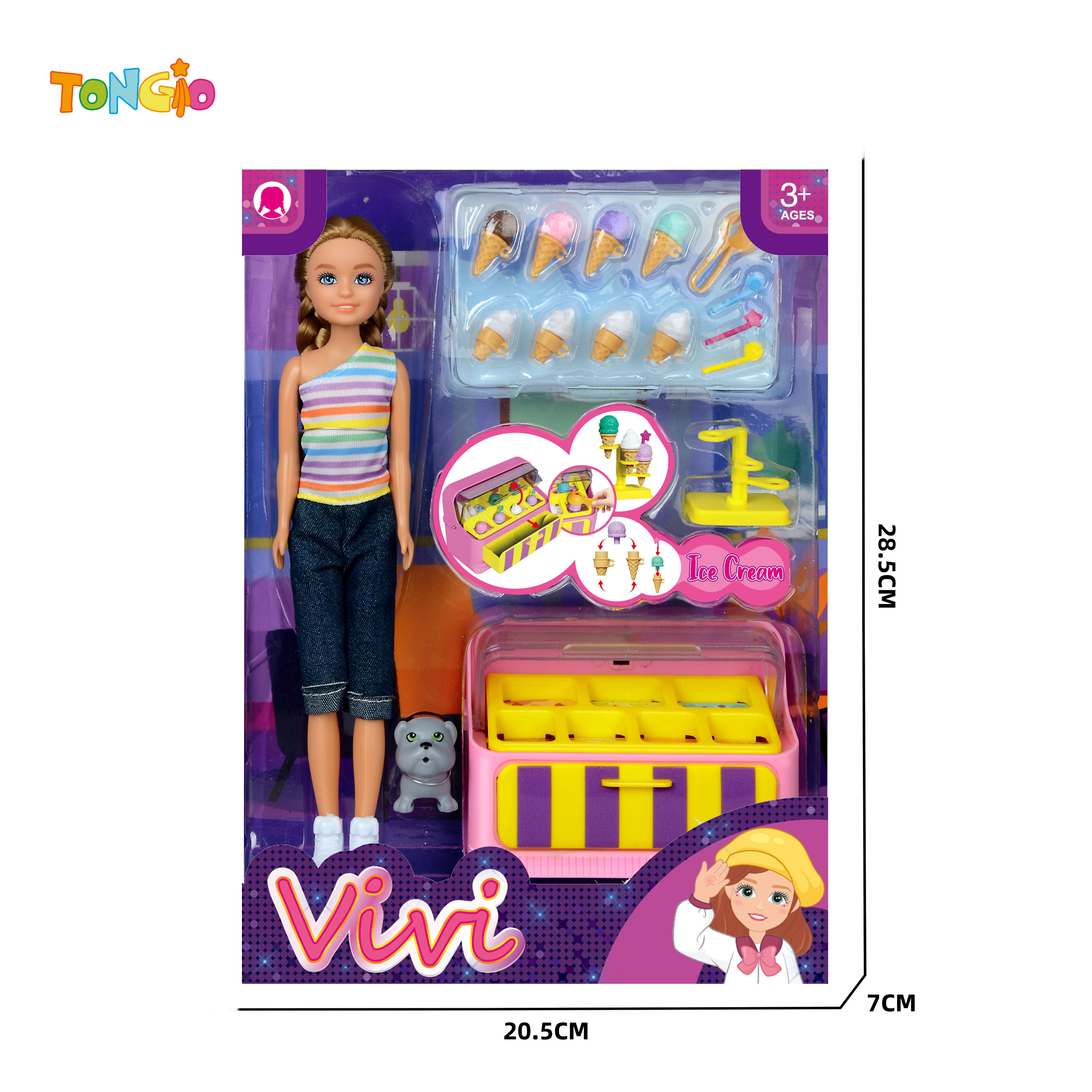 9 inch doll with ice cream cabinet many ice creams TT21976