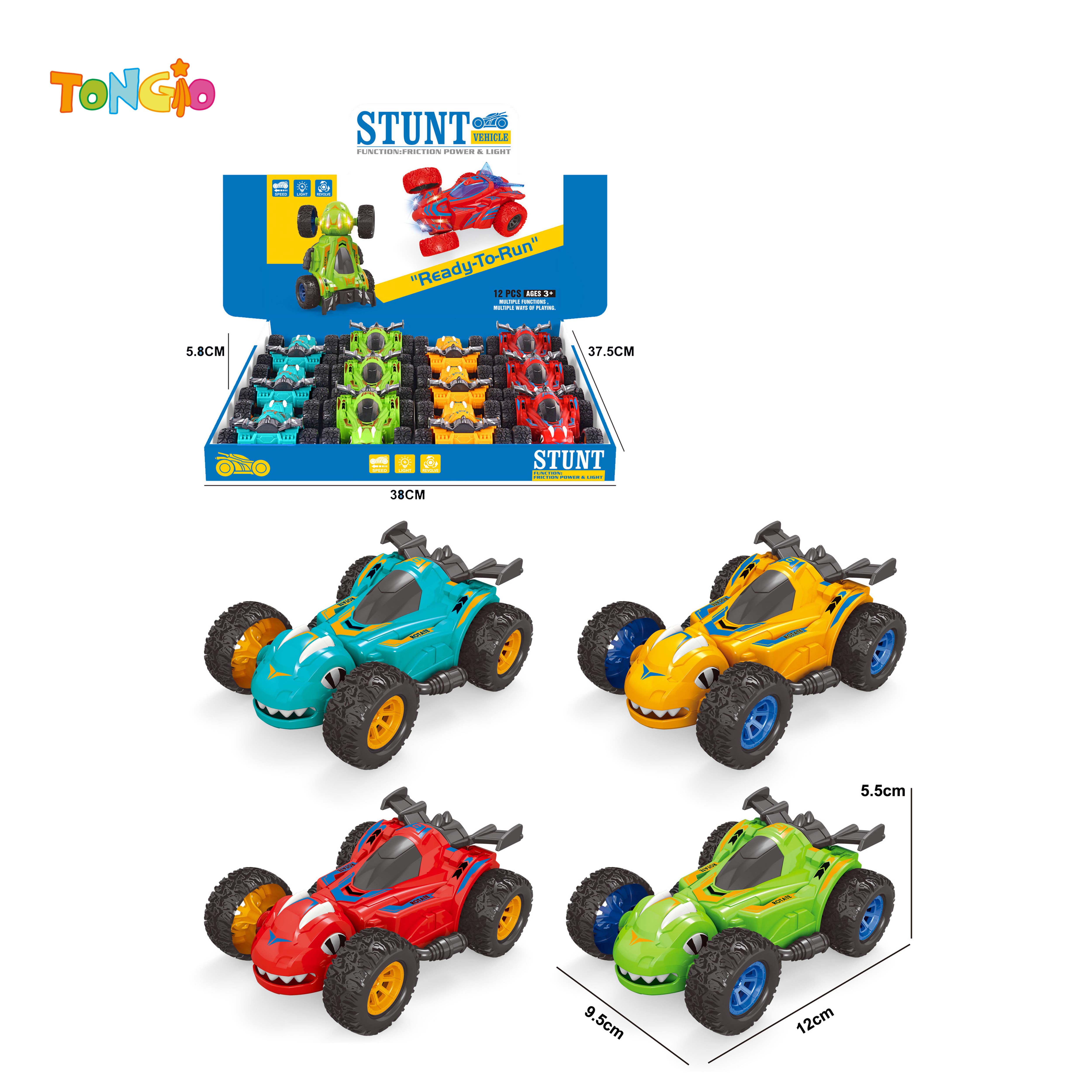 INERTIAL STUNT DINOSAUR SPINNING CAR (WITH LIGHTS) 12PCS TT22238